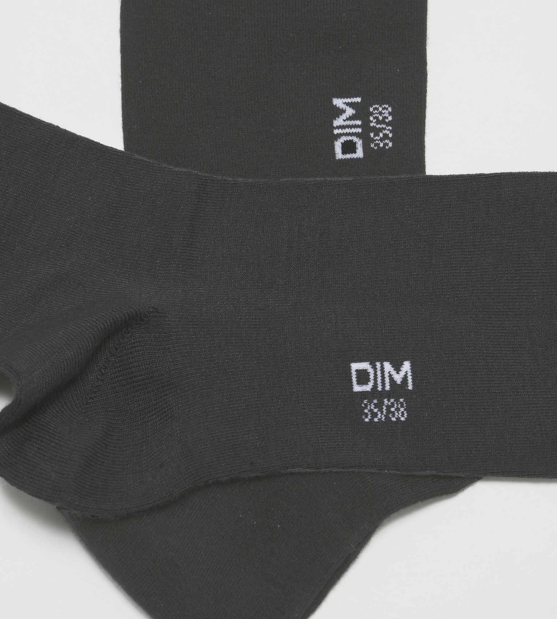 DIM Pack de 2 pares de calcetines de mujer de punto natural gris antracita de la gama Dim Bambou