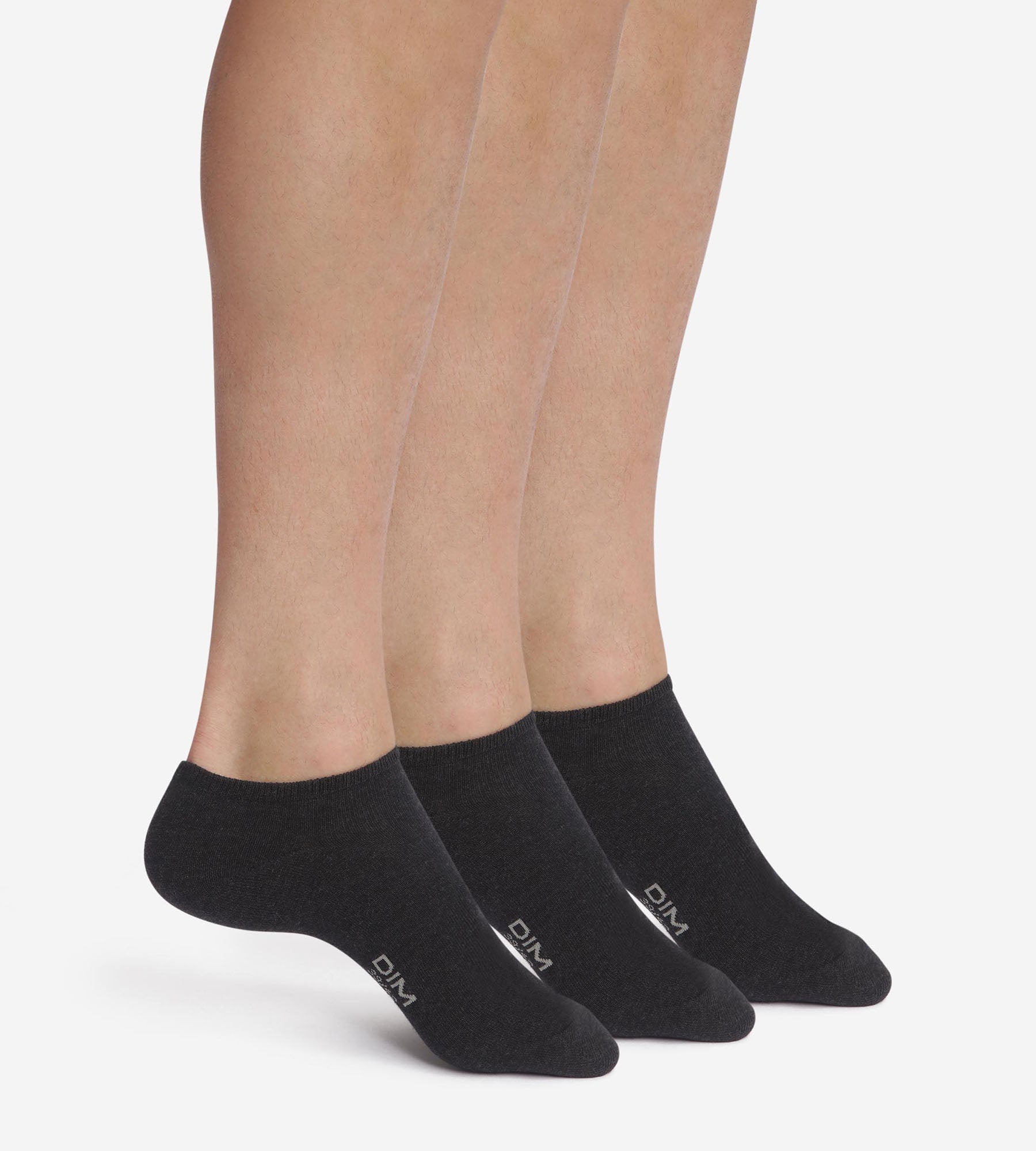 DIM Pack de 3 pares de calcetines de hombre cortos negros de Dim