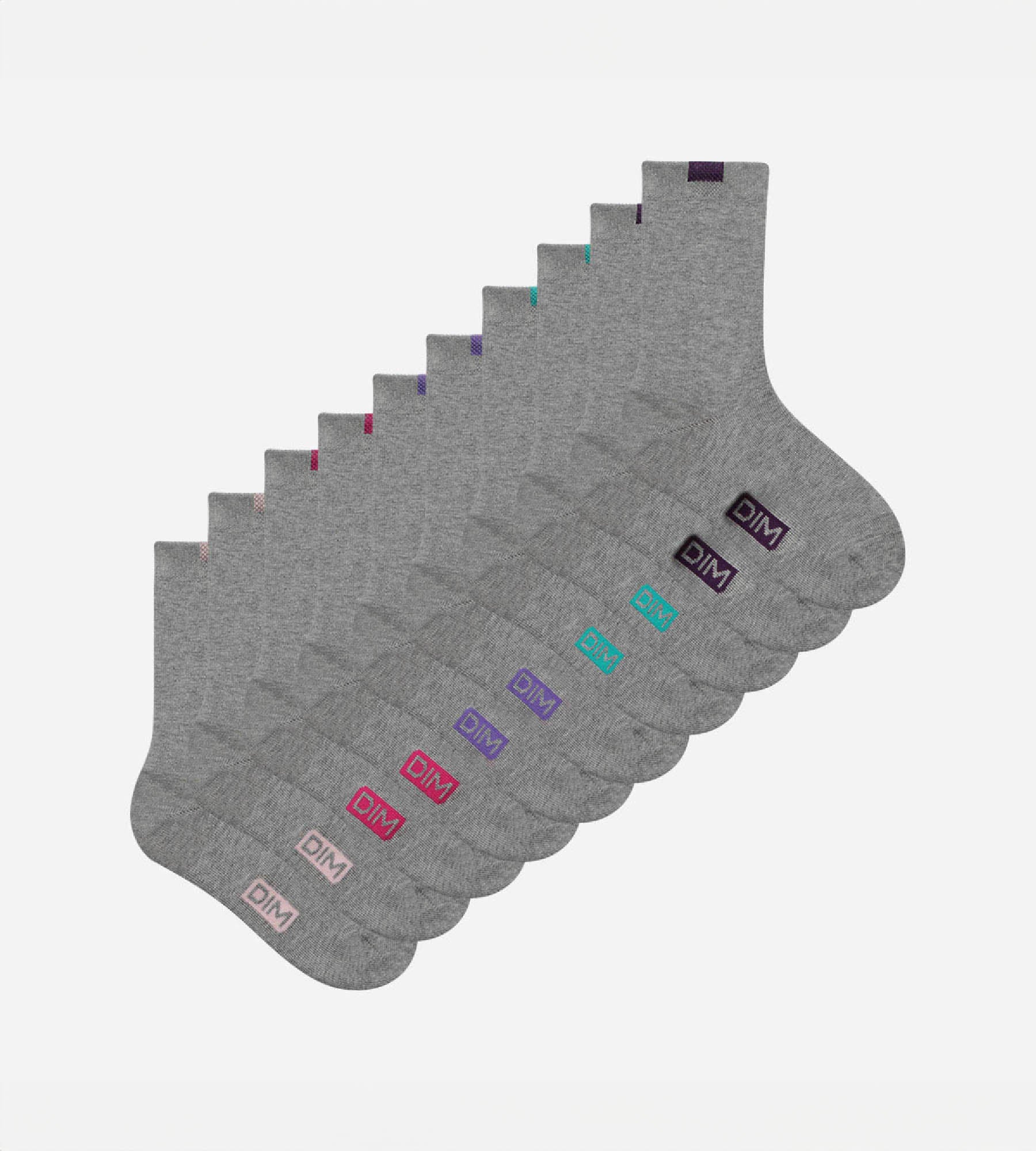 DIM Pack de 5 pares de calcetines de mujer de mezcla de algodón Gris Claro ECODIM