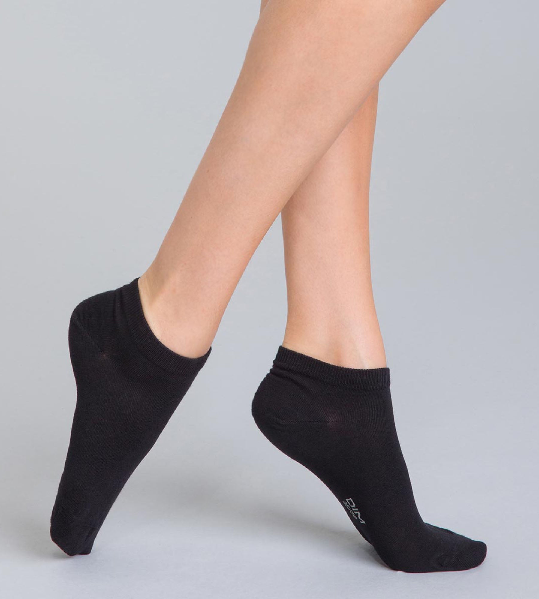 DIM Pack de 2 pares de calcetines bajos negros de algodón mujer