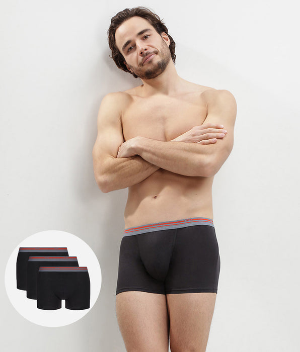 DIM Pack de 3 bóxers de algodón elástico negro para hombre Classic Colors