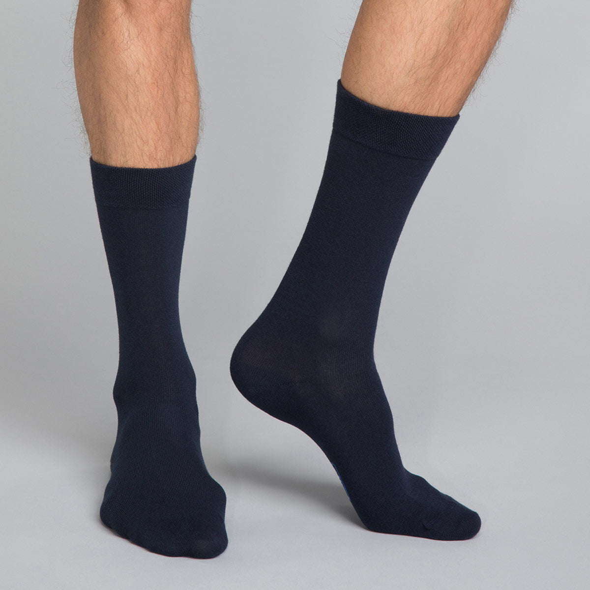DIM 3 pares de calcetines de media pantorrilla clásicos de algodón azules para hombre Basic Coton