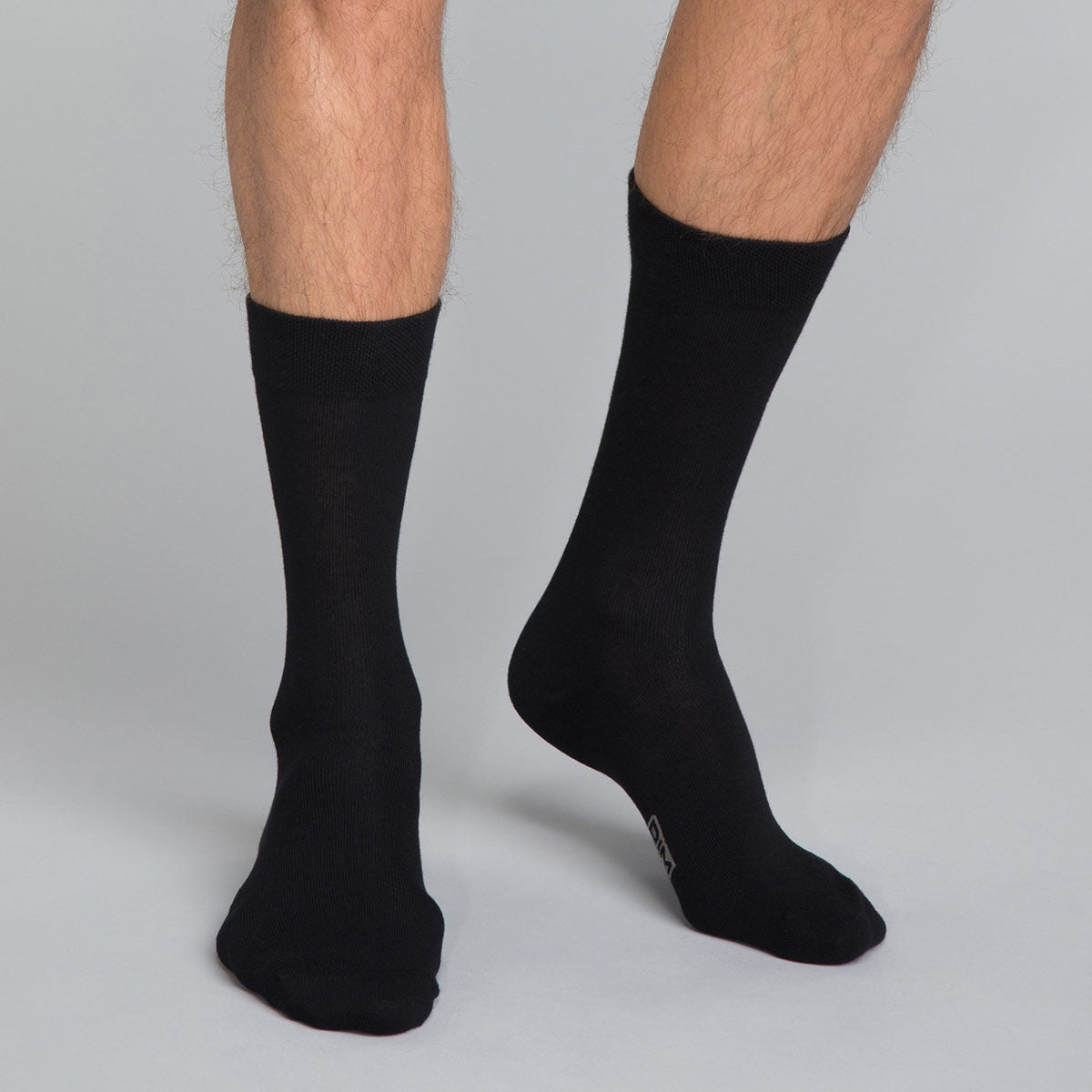 DIM 3 pares de calcetines de media pantorrilla de algodón negros para hombre Basic Coton