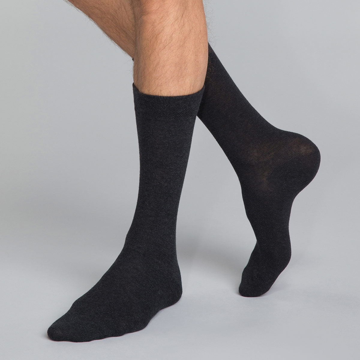 DIM 3 pares de calcetines de media pantorrilla de algodón antracita para hombre Basic Coton