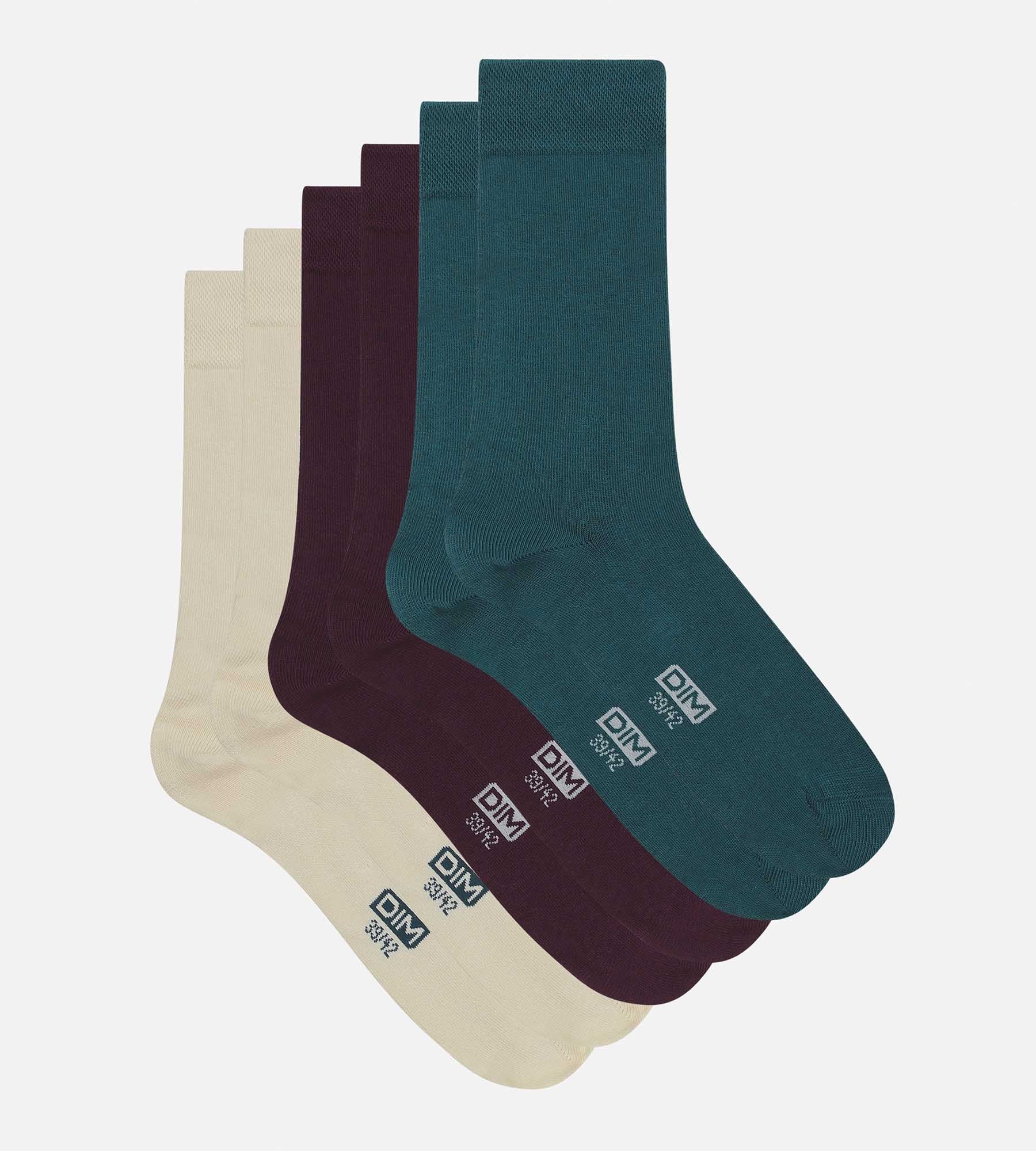 DIM Pack de 3 pares de calcetines de hombre de algodón azul violeta