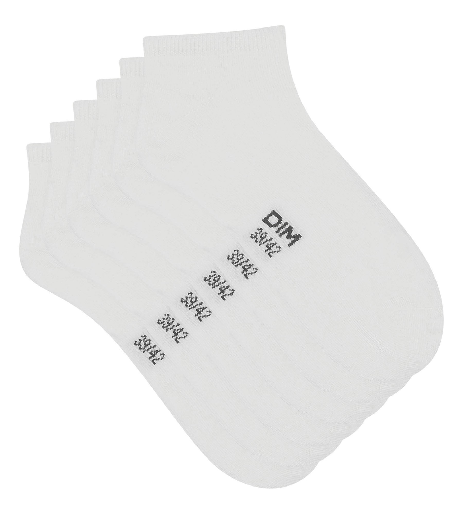 DIM Pack de 3 pares de calcetines para mujer cortos de algodón blanco Dim Coton