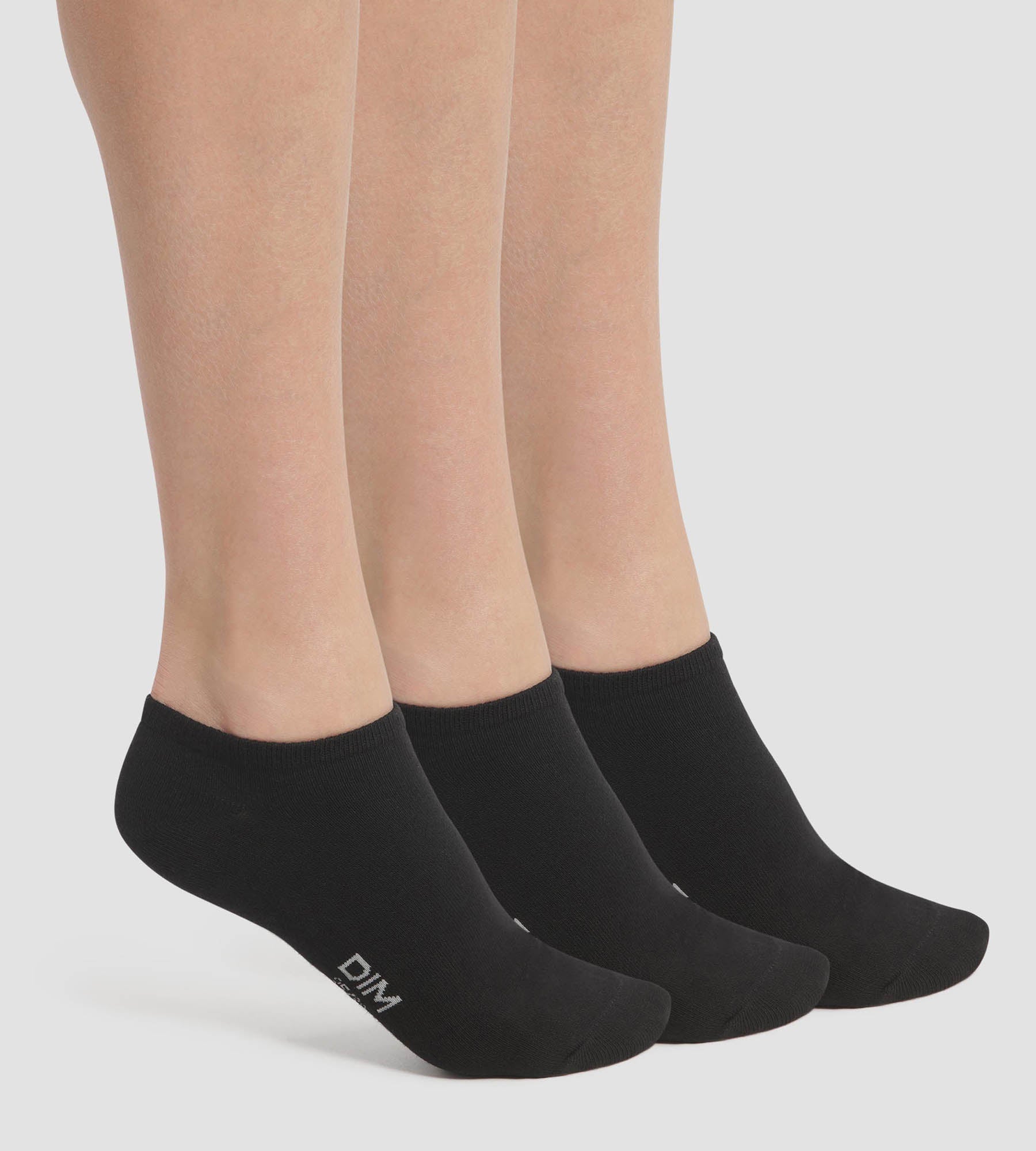 DIM Pack de 3 pares de calcetines para mujer cortos de algodón negro Dim Coton
