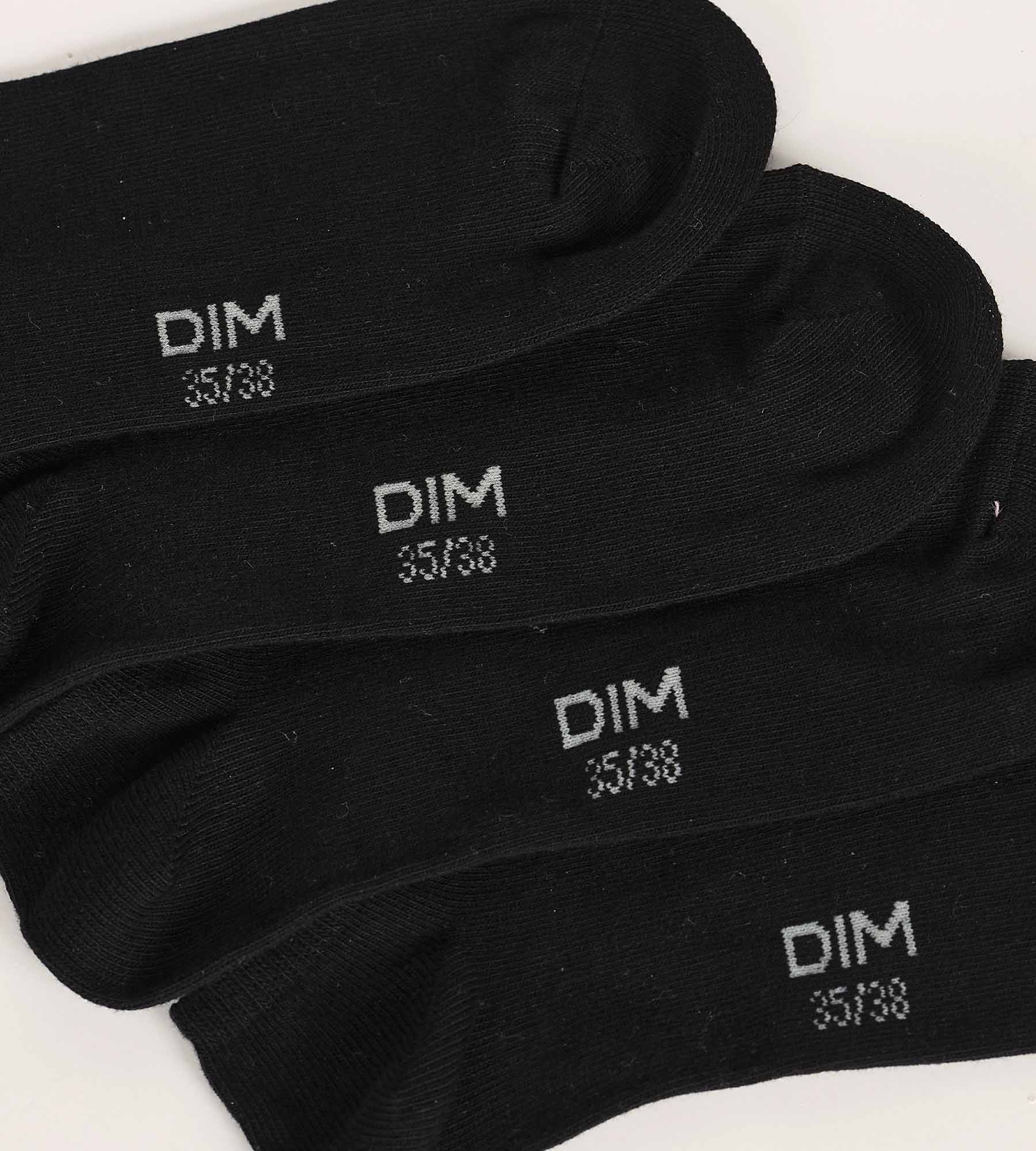 DIM Pack de 3 pares de calcetines para mujer cortos de algodón negro Dim Coton