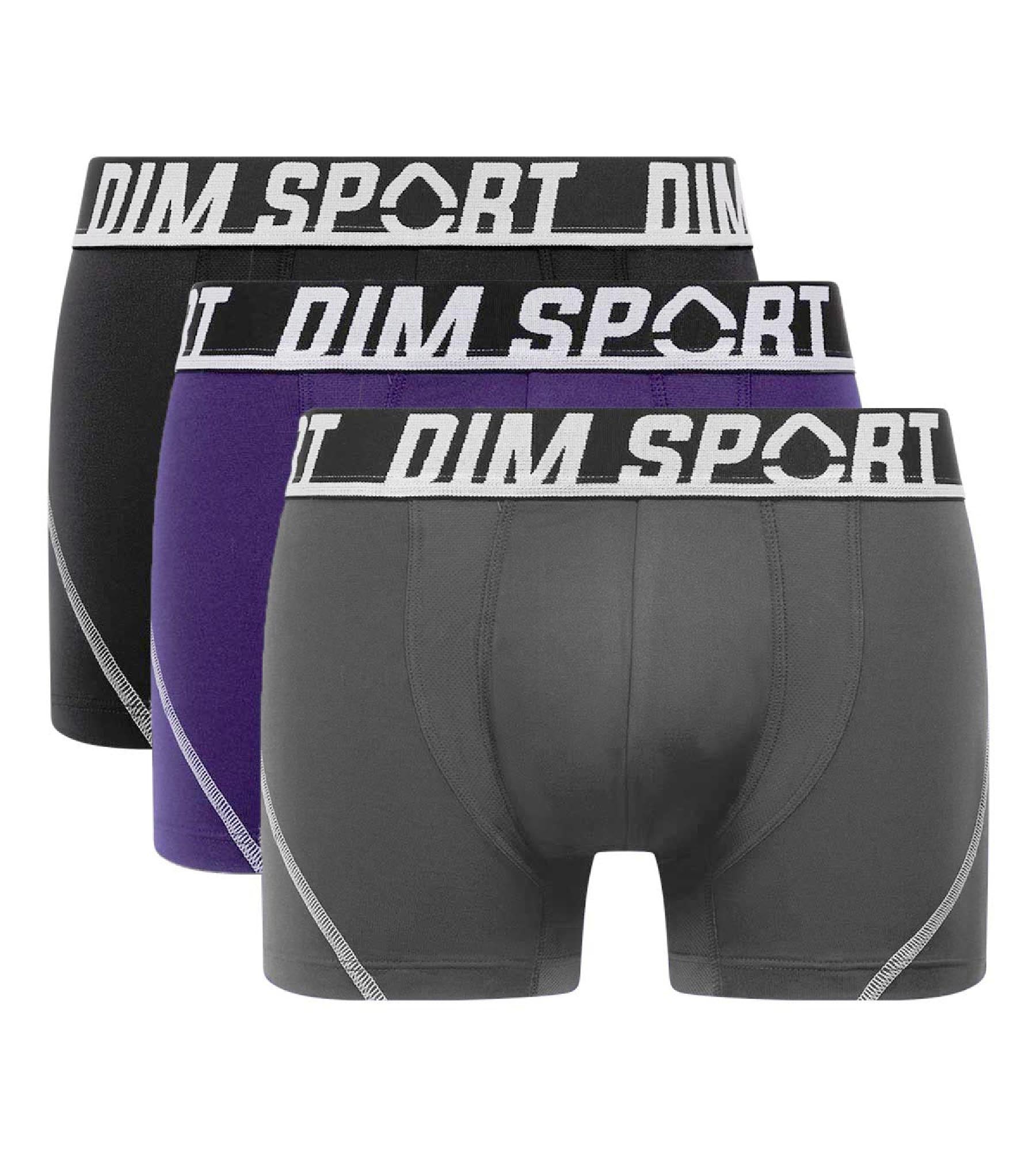 DIM Pack de 3 bóxers de hombre en microfibra termorreguladora Violeta Dim Sport