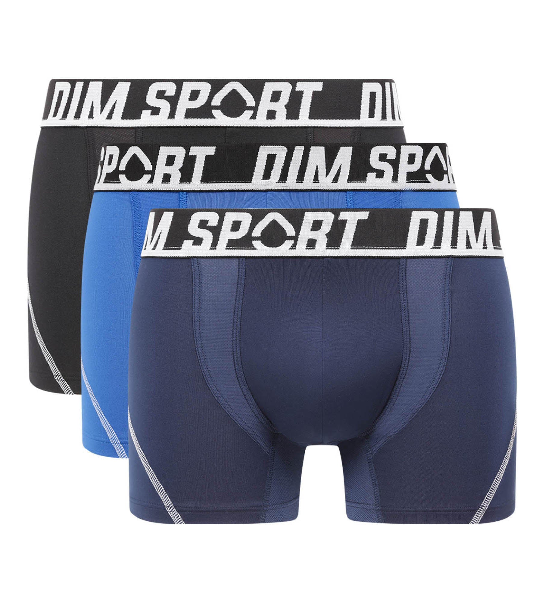 DIM Pack de 3 bóxers de hombre en microfibra termorreguladora Azul Dim Sport