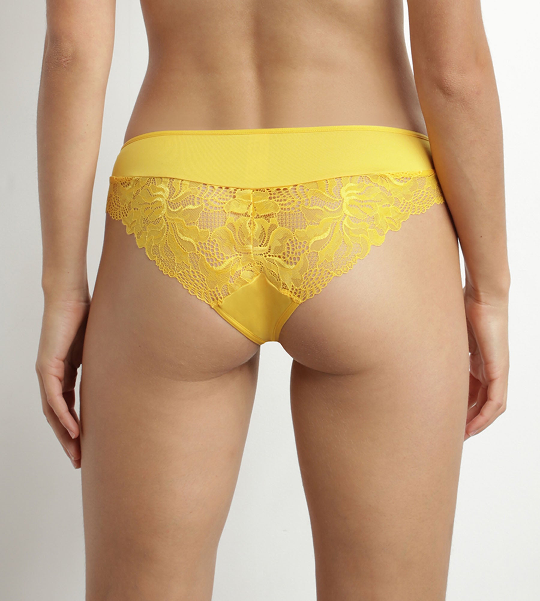 DIM Braga de mujer de microfibra y encaje Amarillo Dim Generous Essentiel
