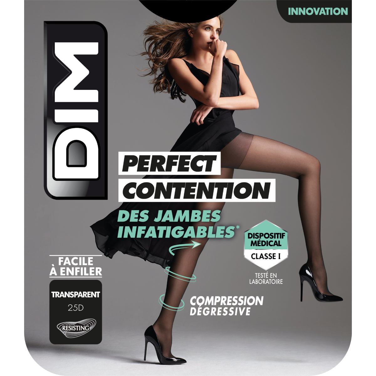 DIM Panti de compresión Piernas Incansables - Perfect Contention negro transparente de DIM 25D
