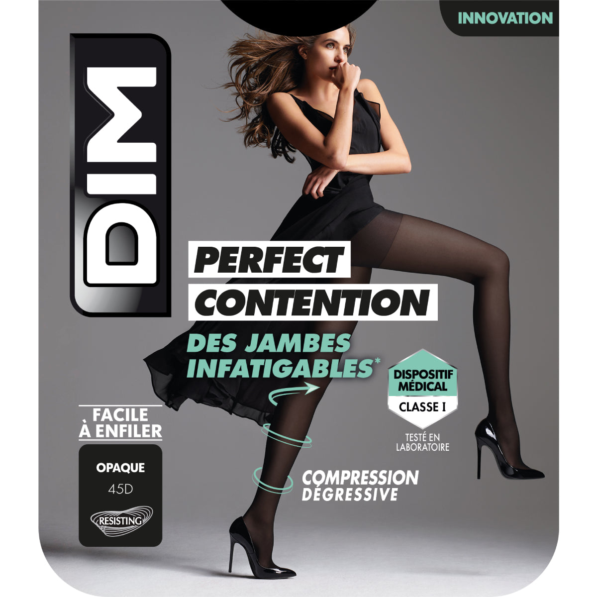 DIM Panti de compresión Piernas Incansables - Perfect Contention opaco negro para mujer DIM 45D