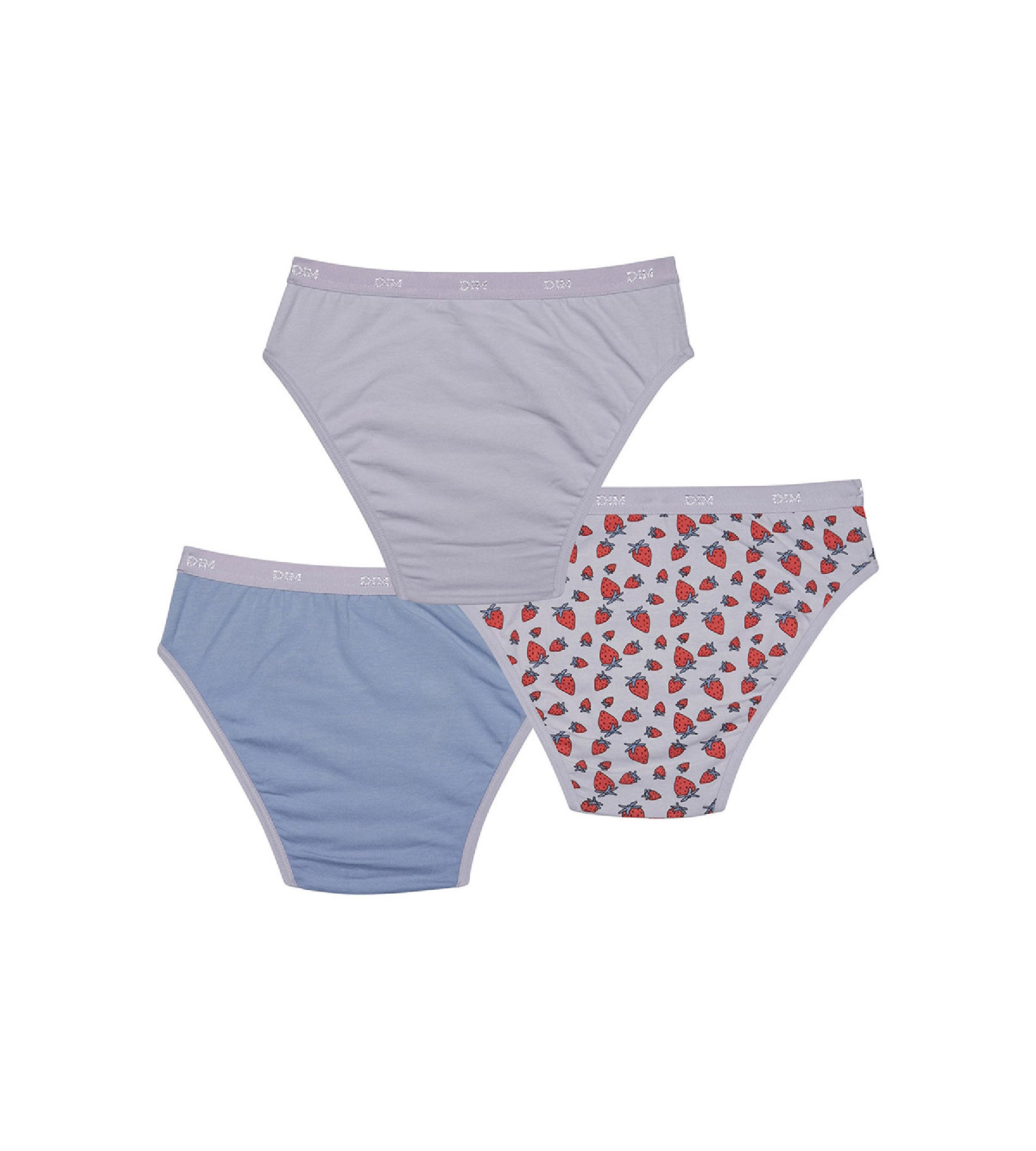 DIM Pack de 3 bragas de niña en algodón elástico con estampado de fresa Lila Les Pockets