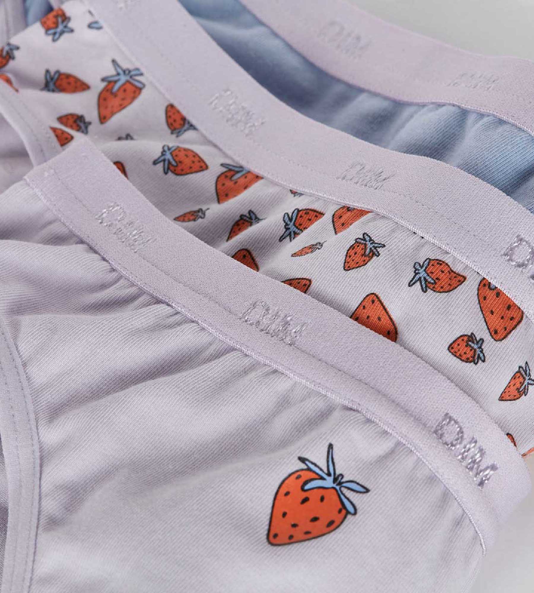 DIM Pack de 3 bragas de niña en algodón elástico con estampado de fresa Lila Les Pockets
