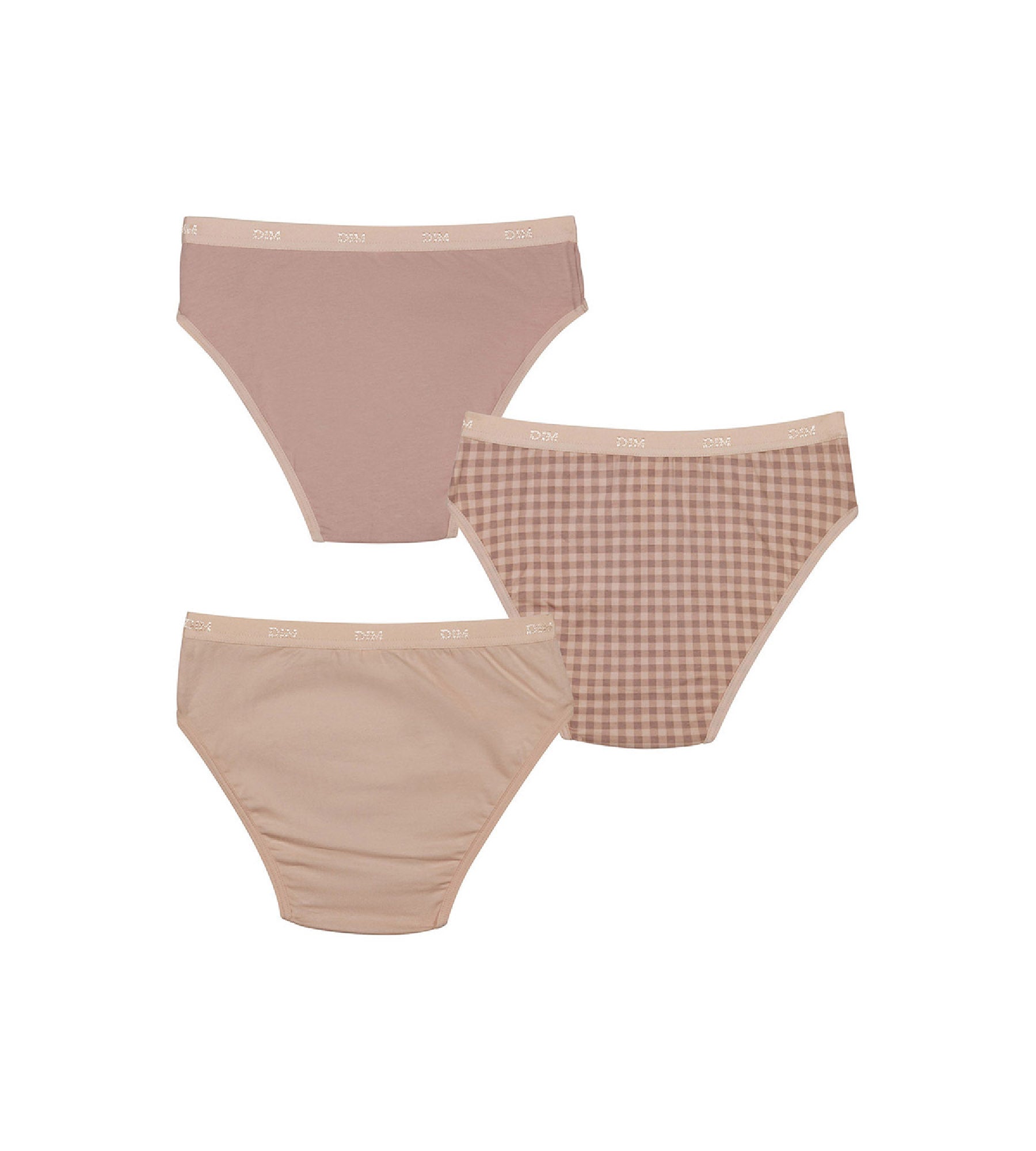 DIM Pack de 3 bragas de niña en algodón elástico Malva con estampado vichí Les Pockets