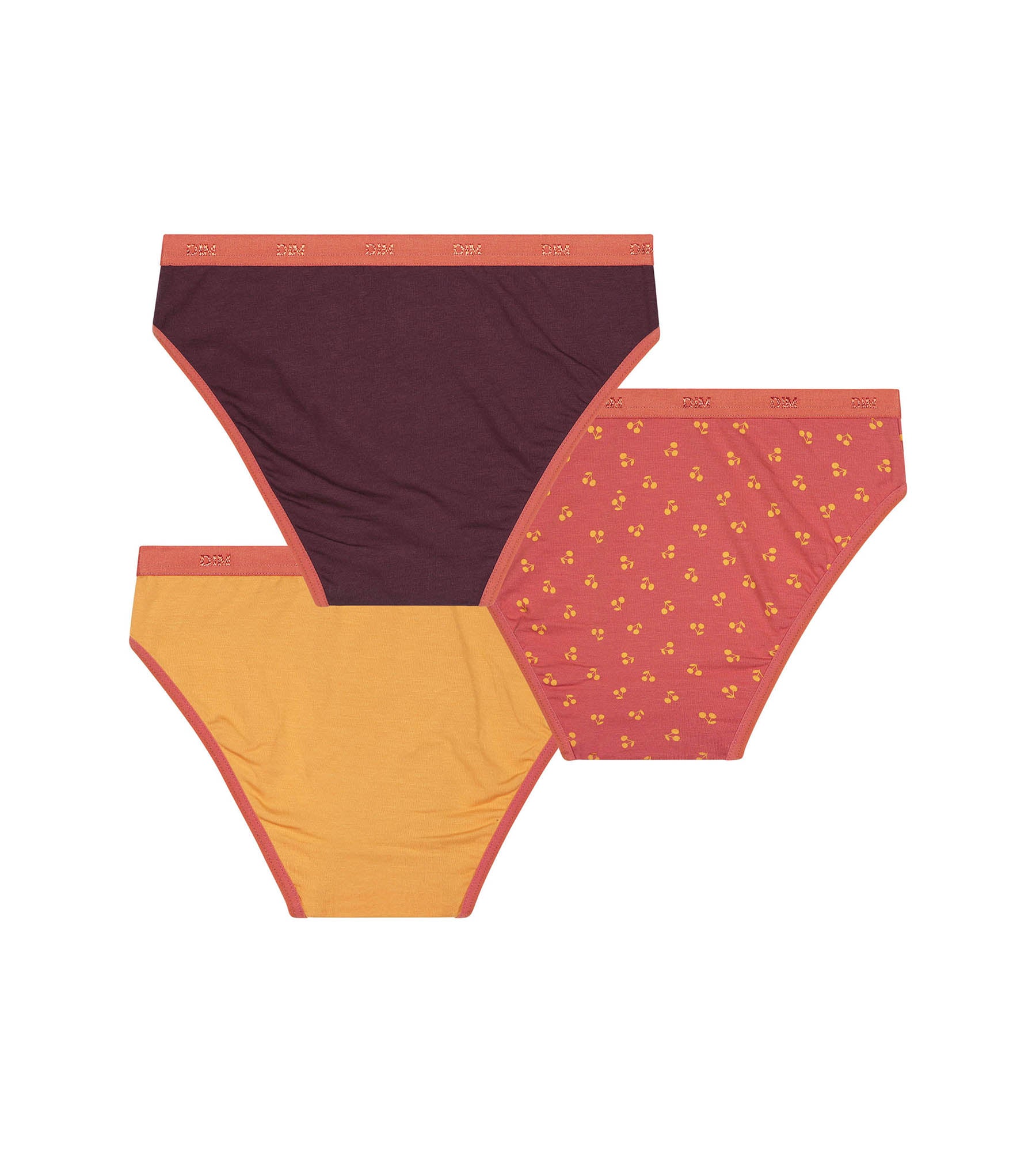 DIM Pack de 3 braguitas de niña de algodón con estampado de cerezas Chocolate Les Pockets