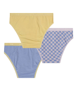 Pack de 3 bragas de niña en damero de algodón elástico Amarillo Les Pockets