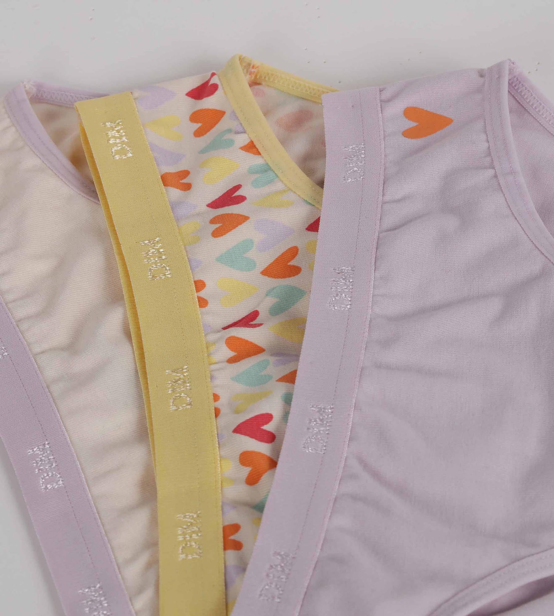 DIM Pack de 3 braguitas de niña de algodón elástico con estampado de corazones Yellow Les Pockets