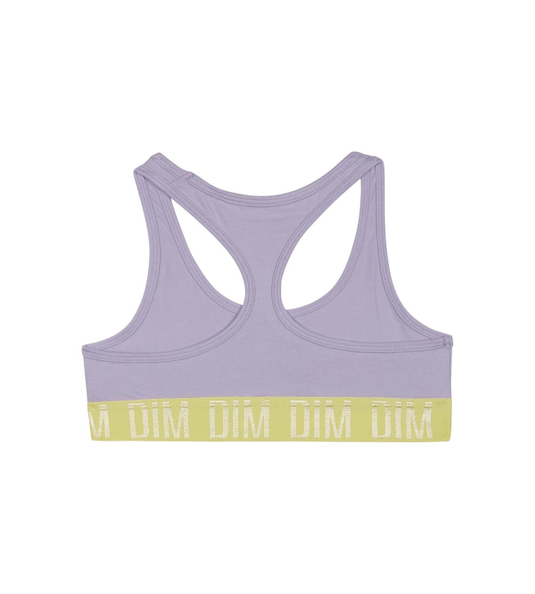 DIM Top para niña de algodón elástico lila con elástico verde anís Dim Sport
