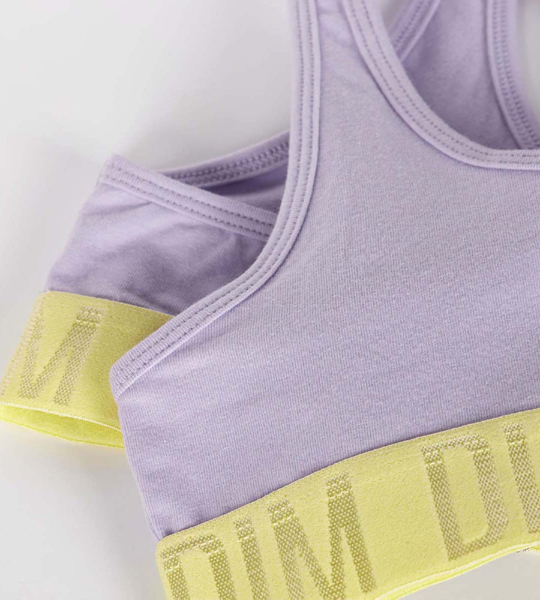 DIM Top para niña de algodón elástico lila con elástico verde anís Dim Sport