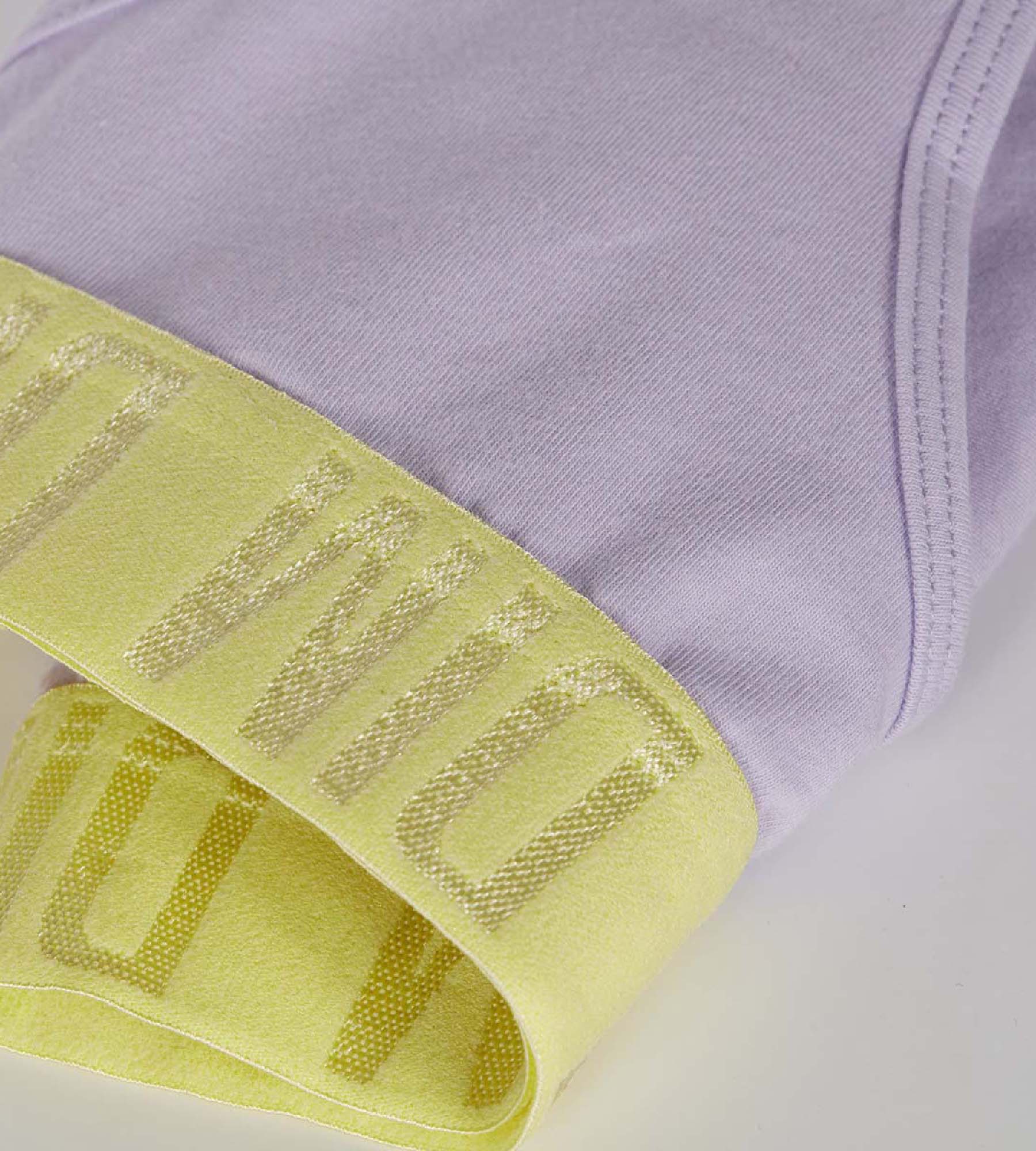 DIM Bragas tipo short para niña de algodón elástico lila con cintura verde anís Dim Sport