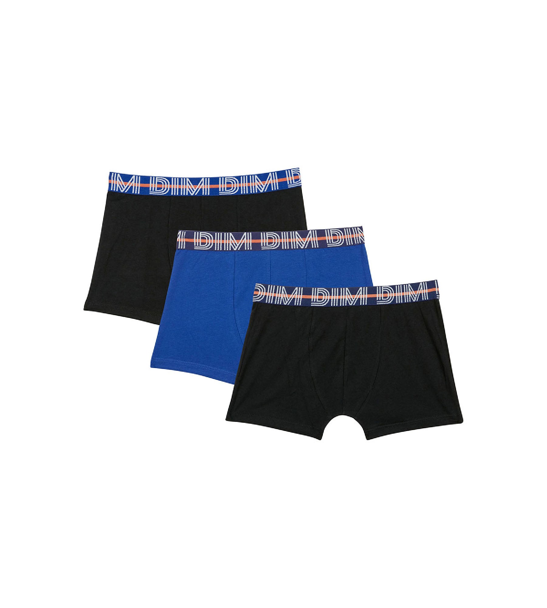 DIM Juego de 3 bóxer para niño de algodón stretch con cintura a contraste Azul Ecodim