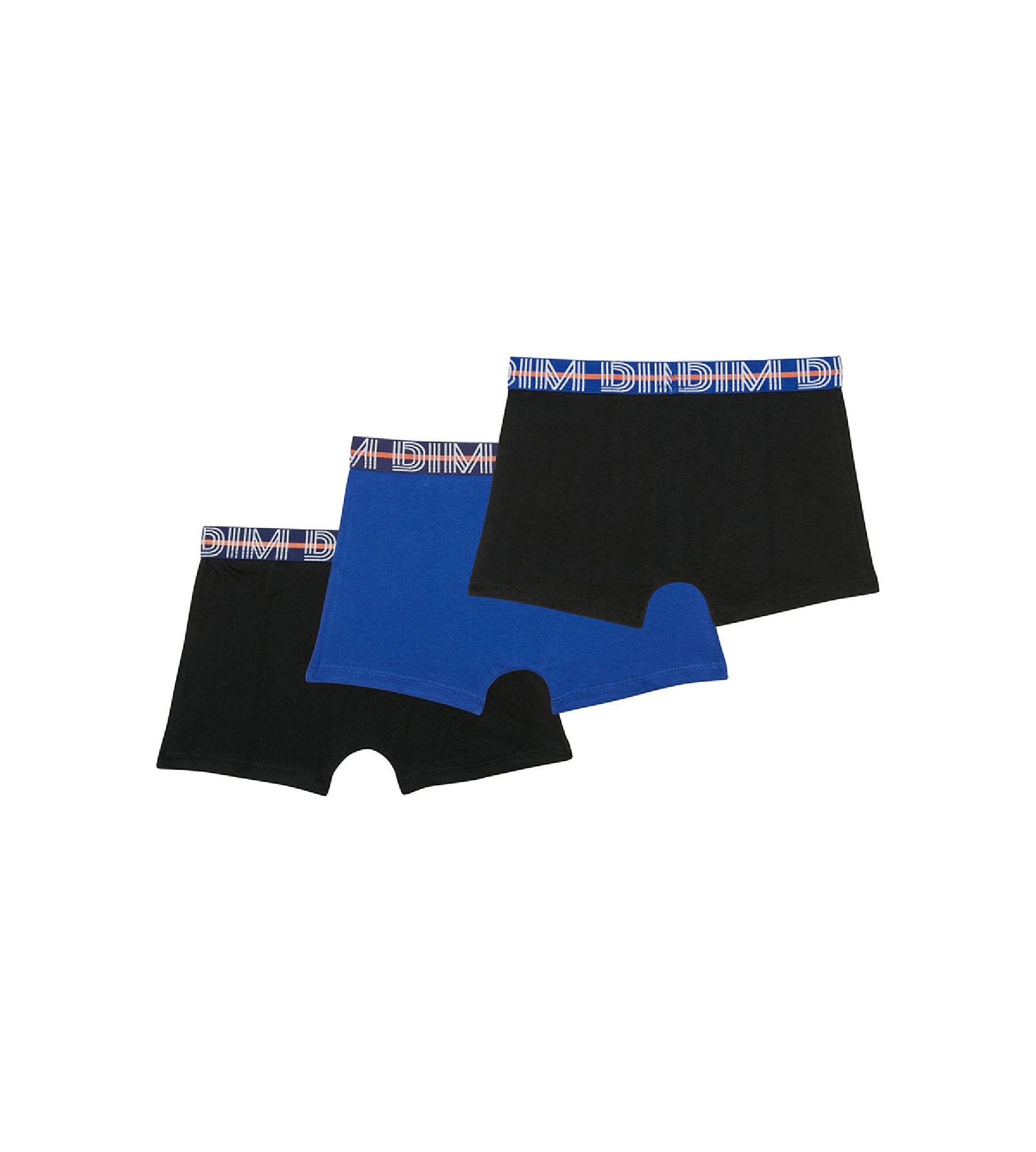 DIM Juego de 3 bóxer para niño de algodón stretch con cintura a contraste Azul Ecodim