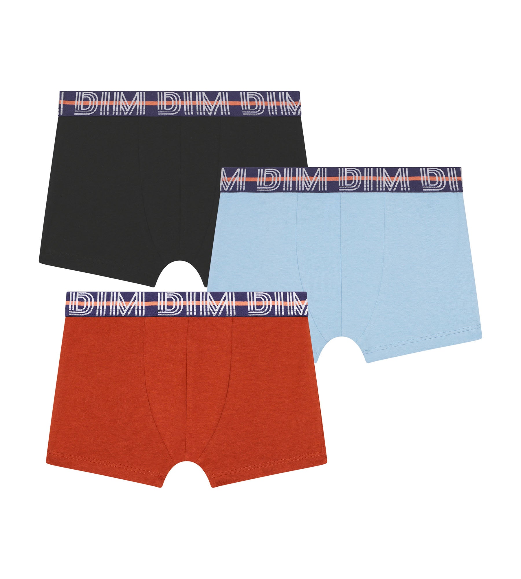 DIM Pack de 3 calzoncillos bóxer azul rojo de niño con cintura de algodón elástico Dim Graphic