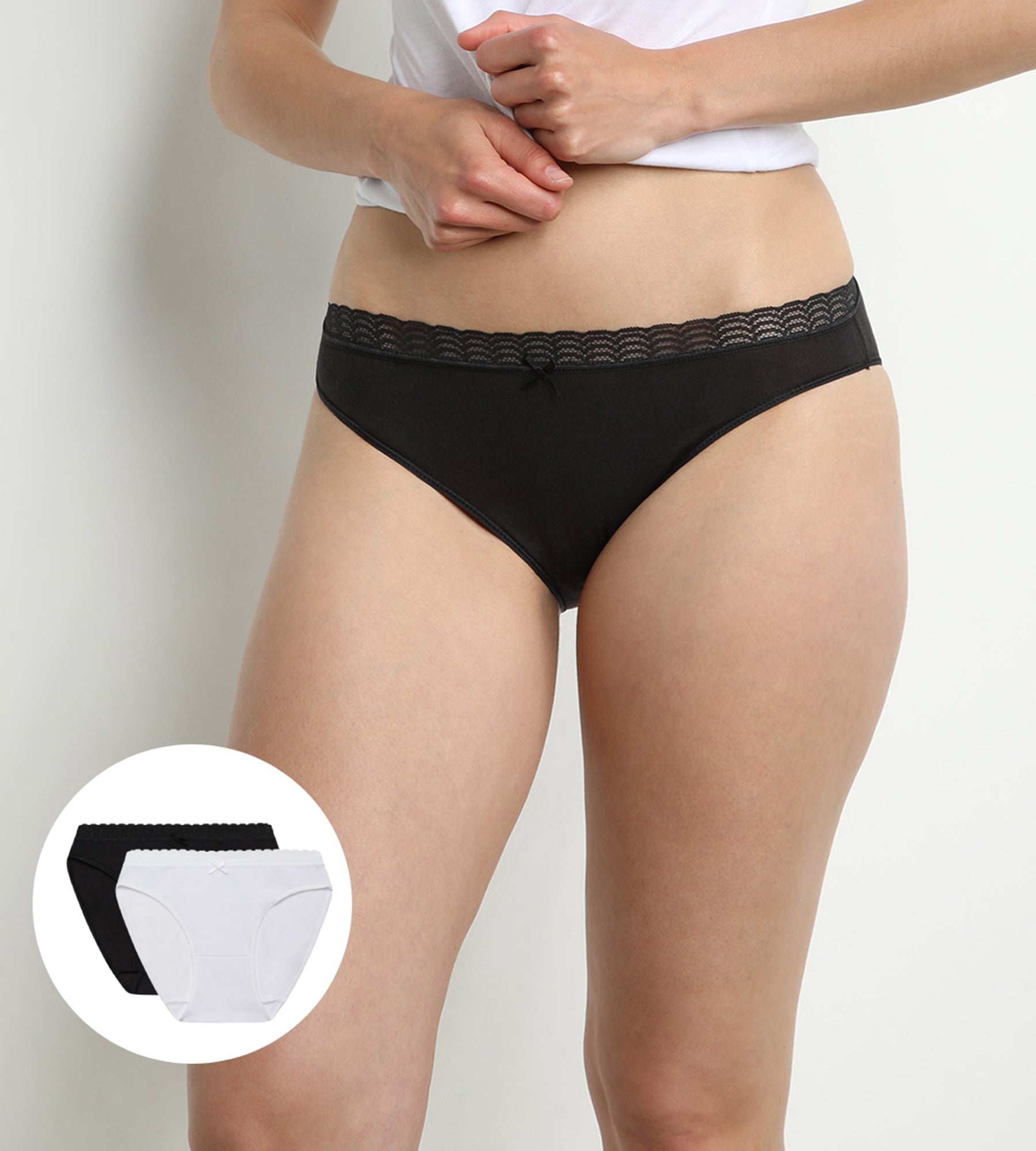 DIM Pack de 2 bragas de mujer blancas y negras DIM Fashion