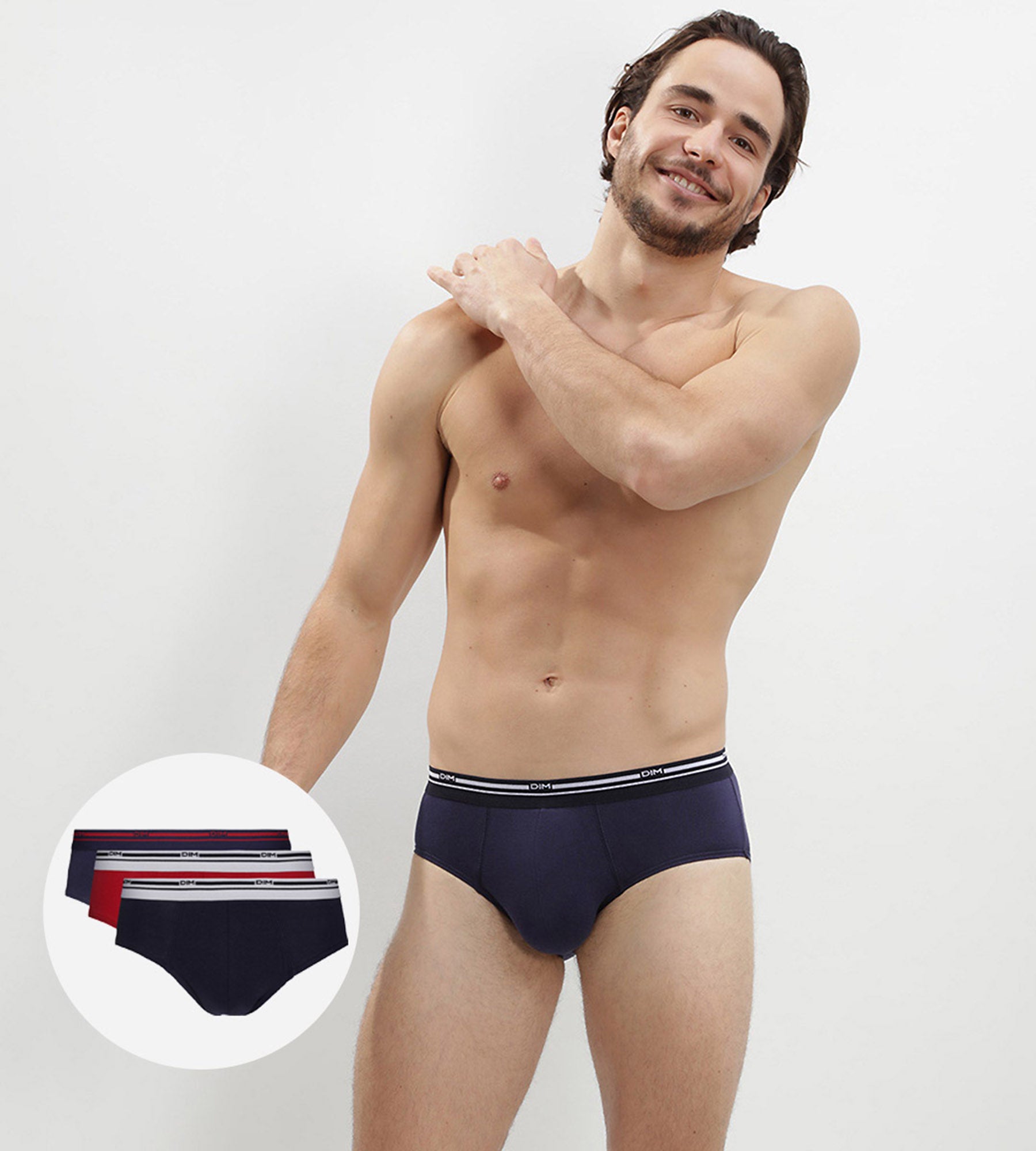 DIM Pack de 3 calzoncillos rojos y azules para hombre Classic Colors