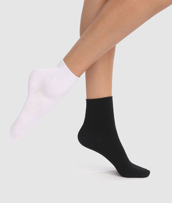 DIM Pack de 2 pares de calcetines modal mujer negros y blancos Dim Modal