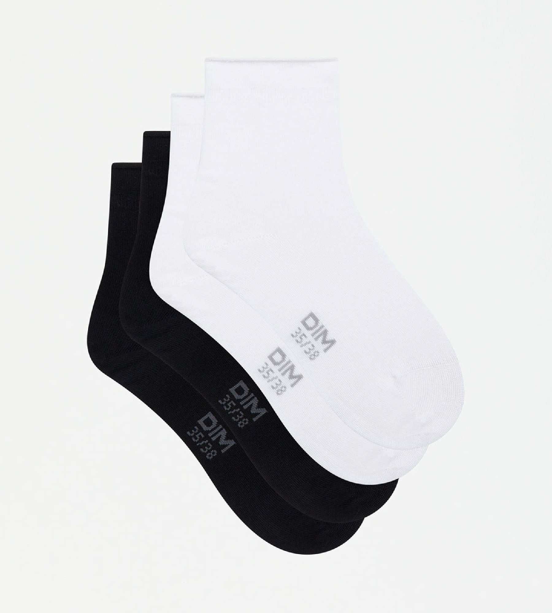 DIM Pack de 2 pares de calcetines modal mujer negros y blancos Dim Modal