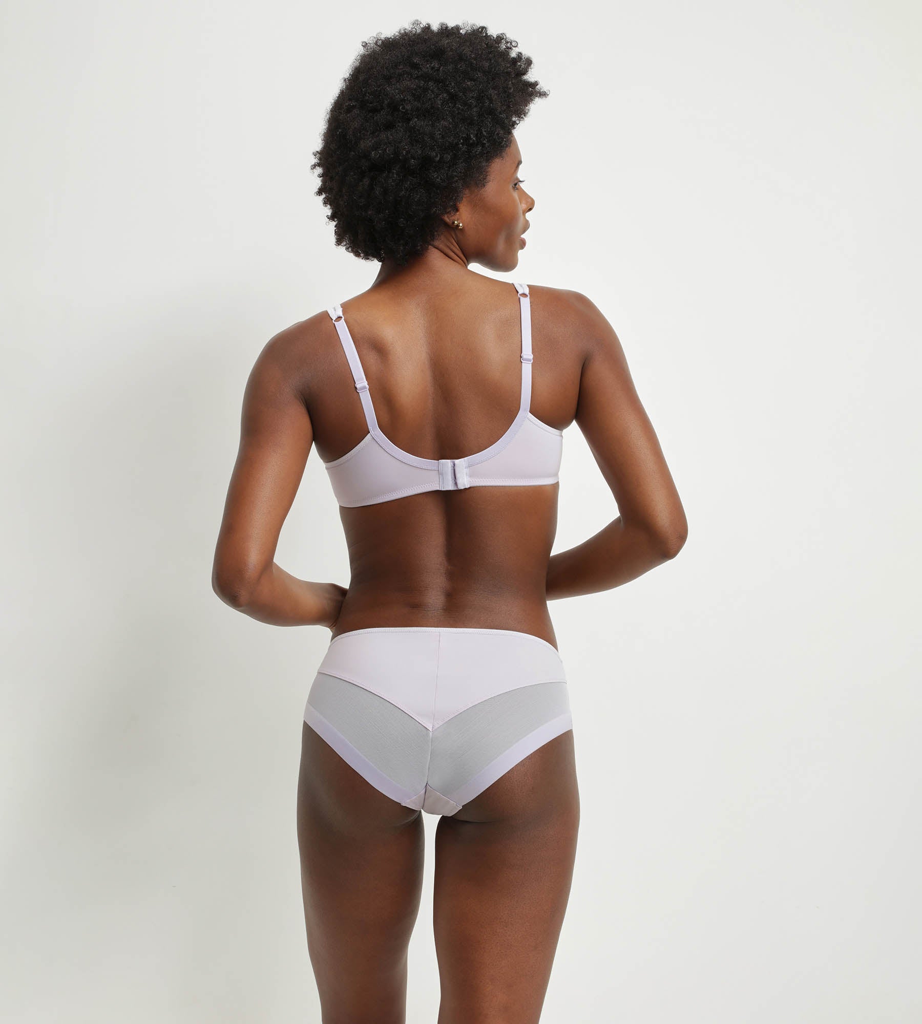 DIM Braguita de mujer de microfibra y tul violeta grisáceo Dim Generous