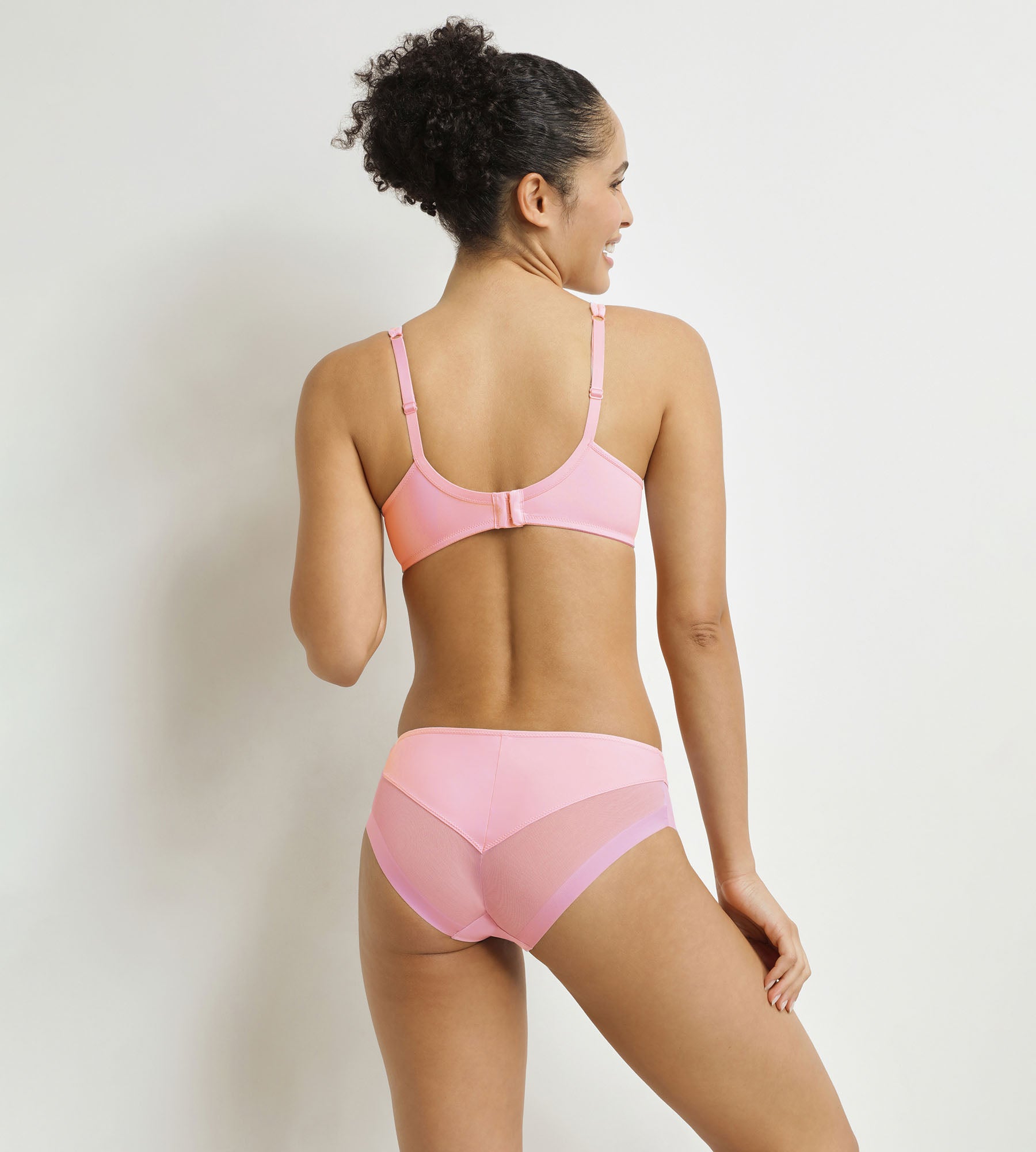 DIM Braga de mujer semitransparente floral rosa Dim Generous