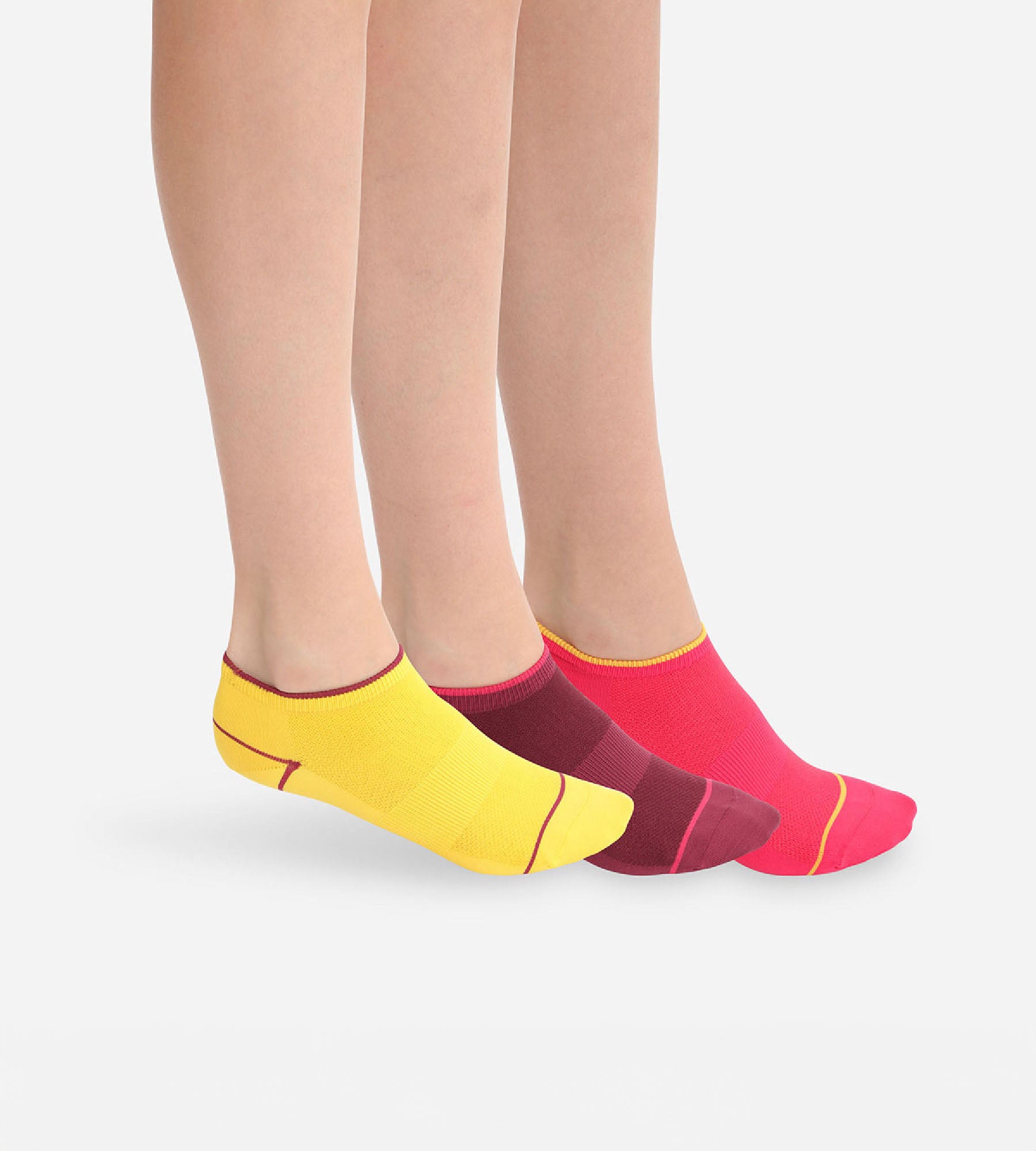 DIM Pack de 3 pares de calcetines tobilleros cortos de mujer para impacto ligero Burdeos Dim Sport