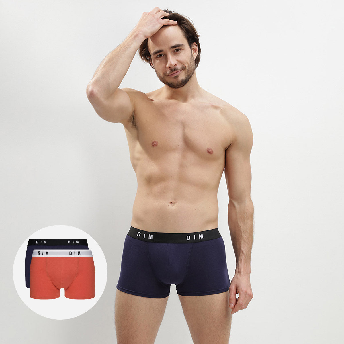 DIM Juego de 2 bóxer para hombre algodón elástico Rojo Azul Denim Dim Originals