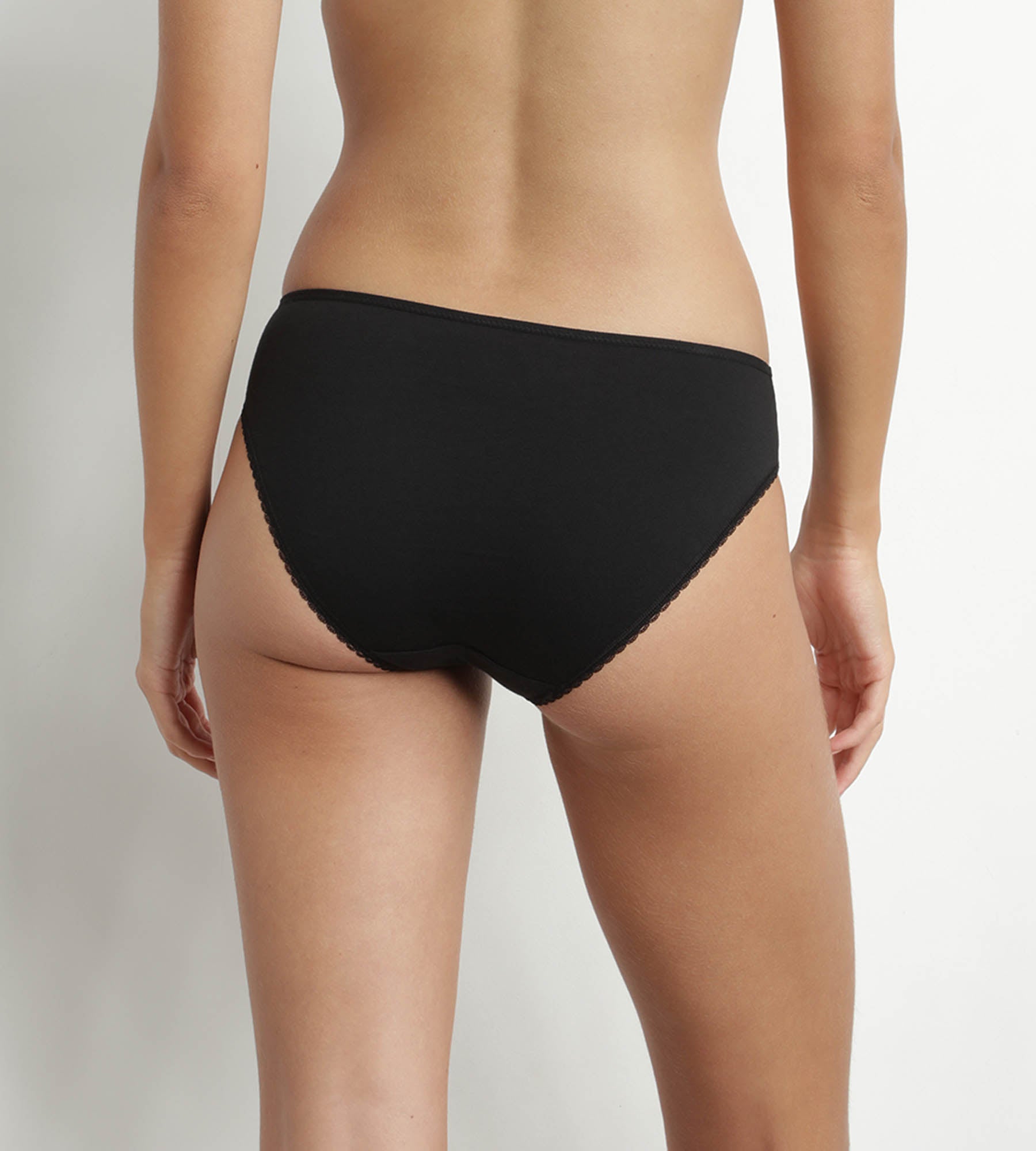 DIM Slip de mujer de algodón orgánico y tul de plumetis Negro Generous Dim
