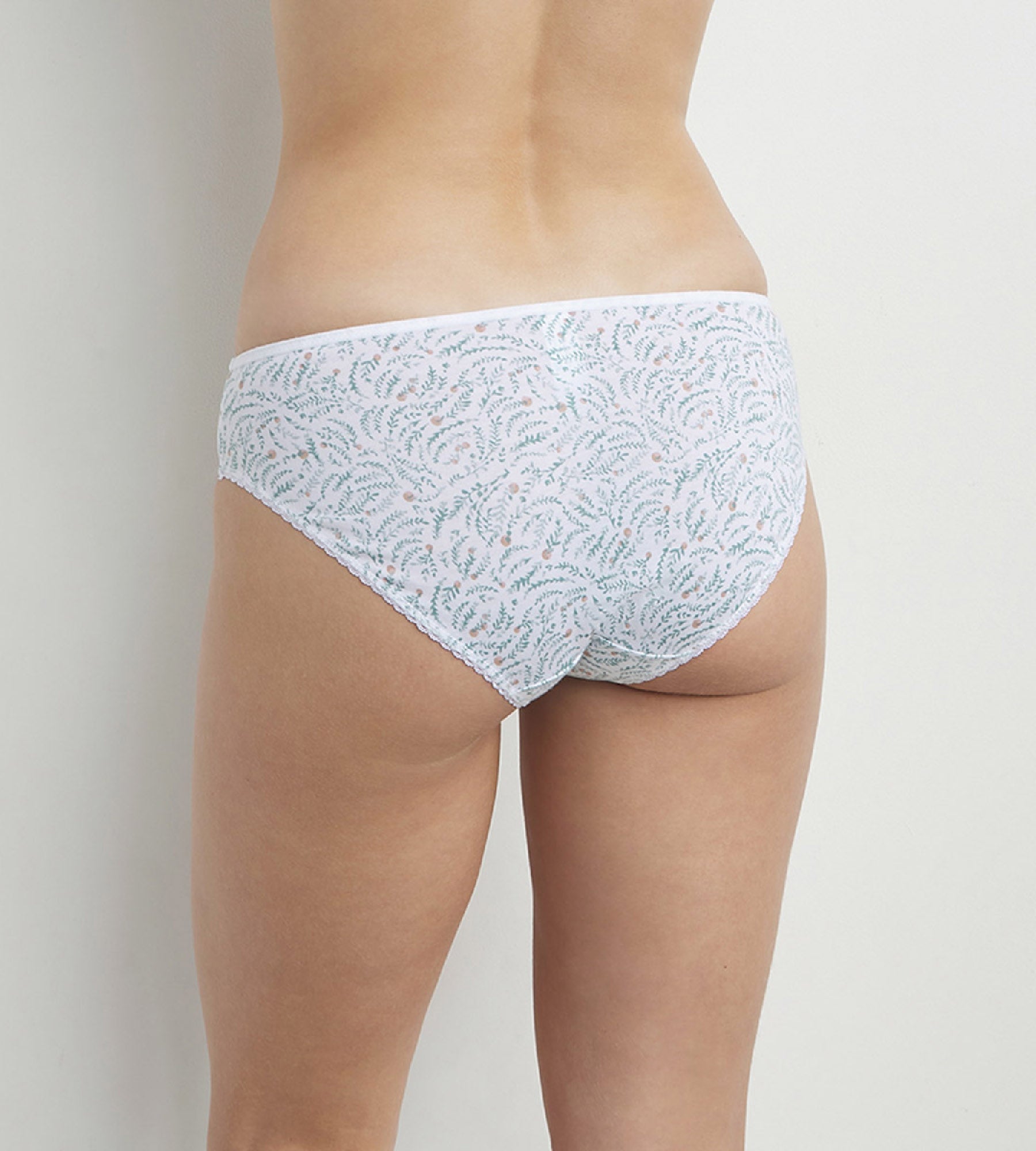 DIM Braguitas de algodón y tul con estampado vegetal Blanco Generous Coton Bio