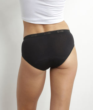 Braguita menstrual lavable de algodón orgánico negra-flujo abundante Dim Protect