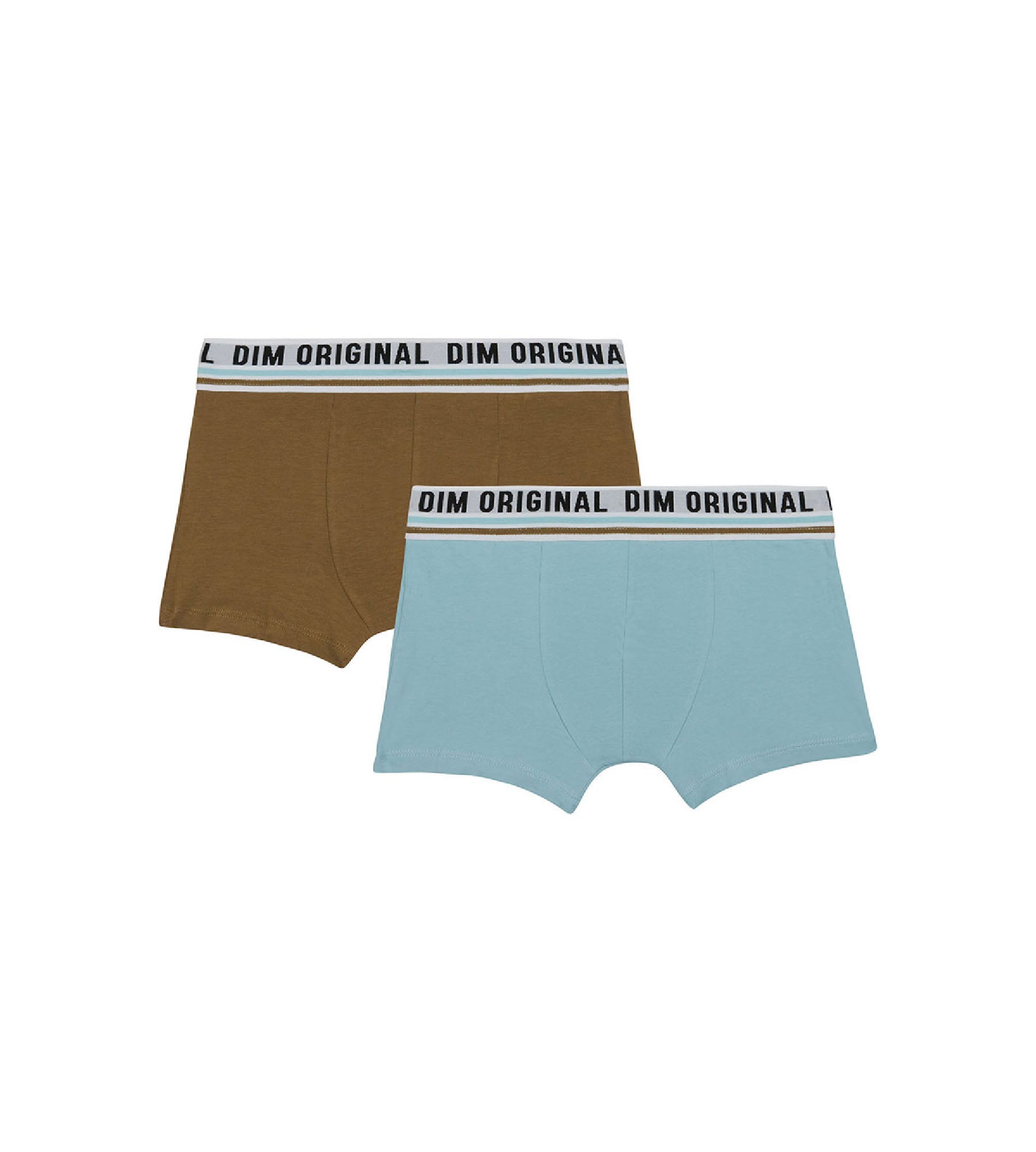 DIM Pack de 2 bóxer en algodón elástico Azul Marrón cintura retro Dim Originals