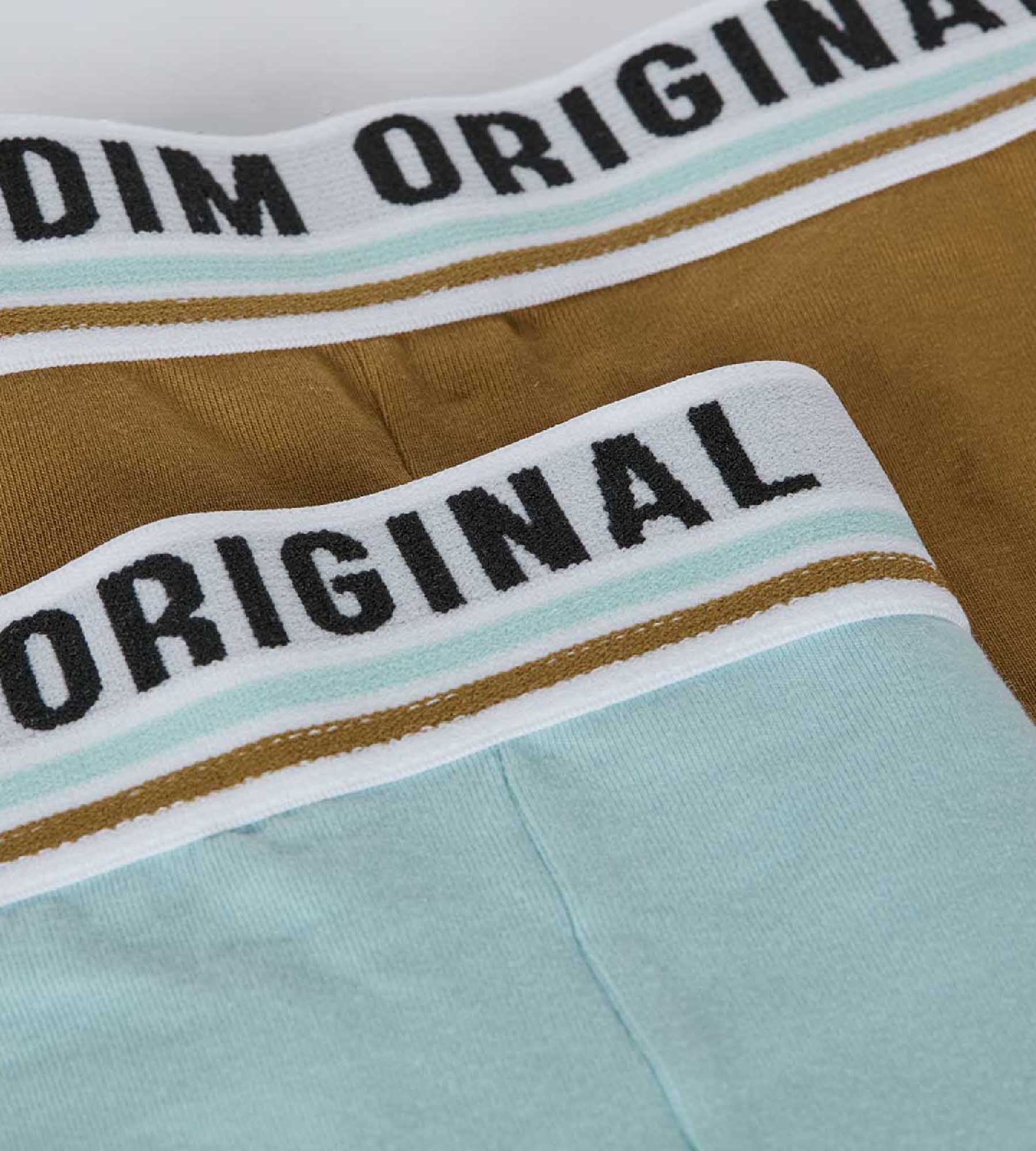 DIM Pack de 2 bóxer en algodón elástico Azul Marrón cintura retro Dim Originals