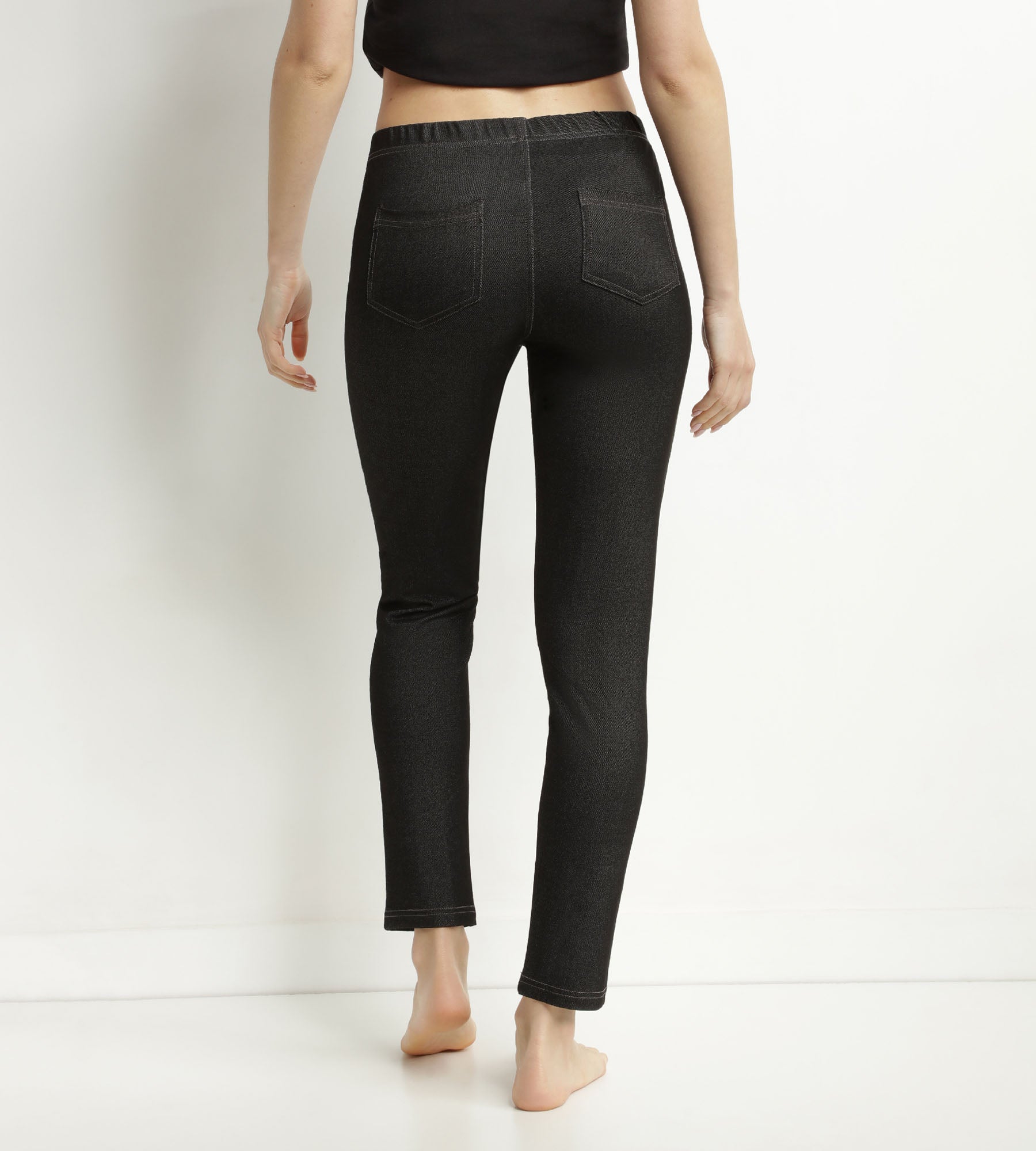 DIM Leggings de mujer negro efecto denim con bolsillos Dim Relax & Go