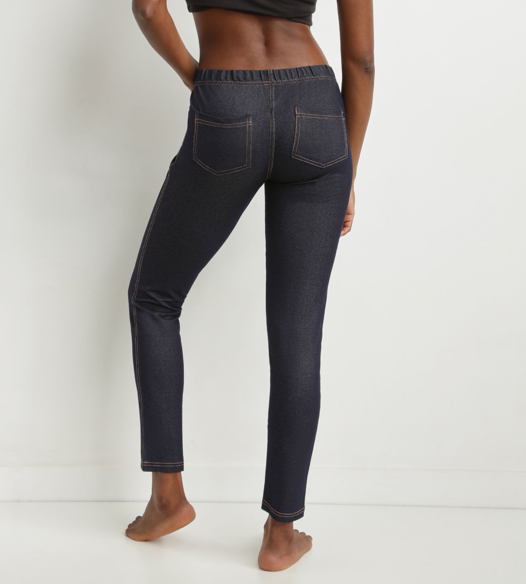 DIM Leggings de mujer efecto denim azul marino con bolsillos Dim Relax & Go