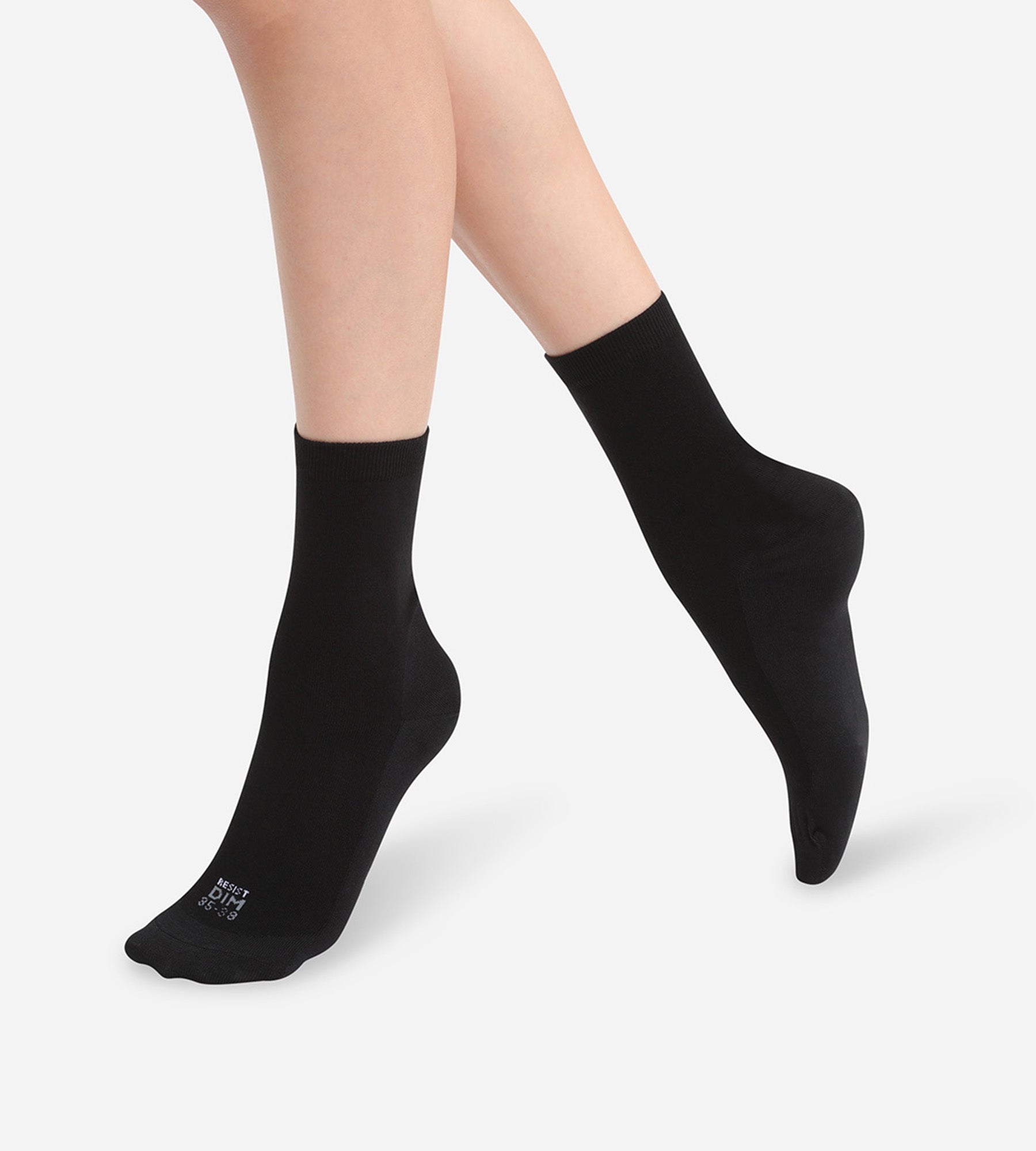 DIM Juego de 2 pares de calcetines de mujer de tejido reforzado Negro Súper Resistentes