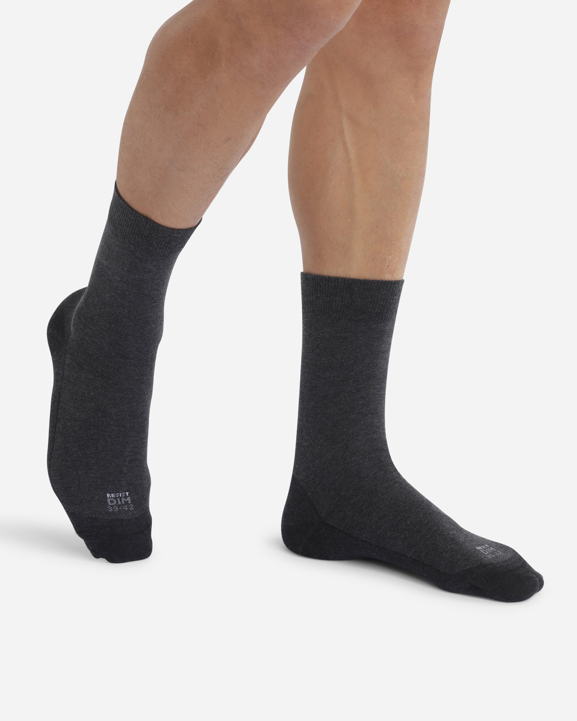 DIM Juego de 2 pares de calcetines de hombre Antracita Chiné Súper resistentes