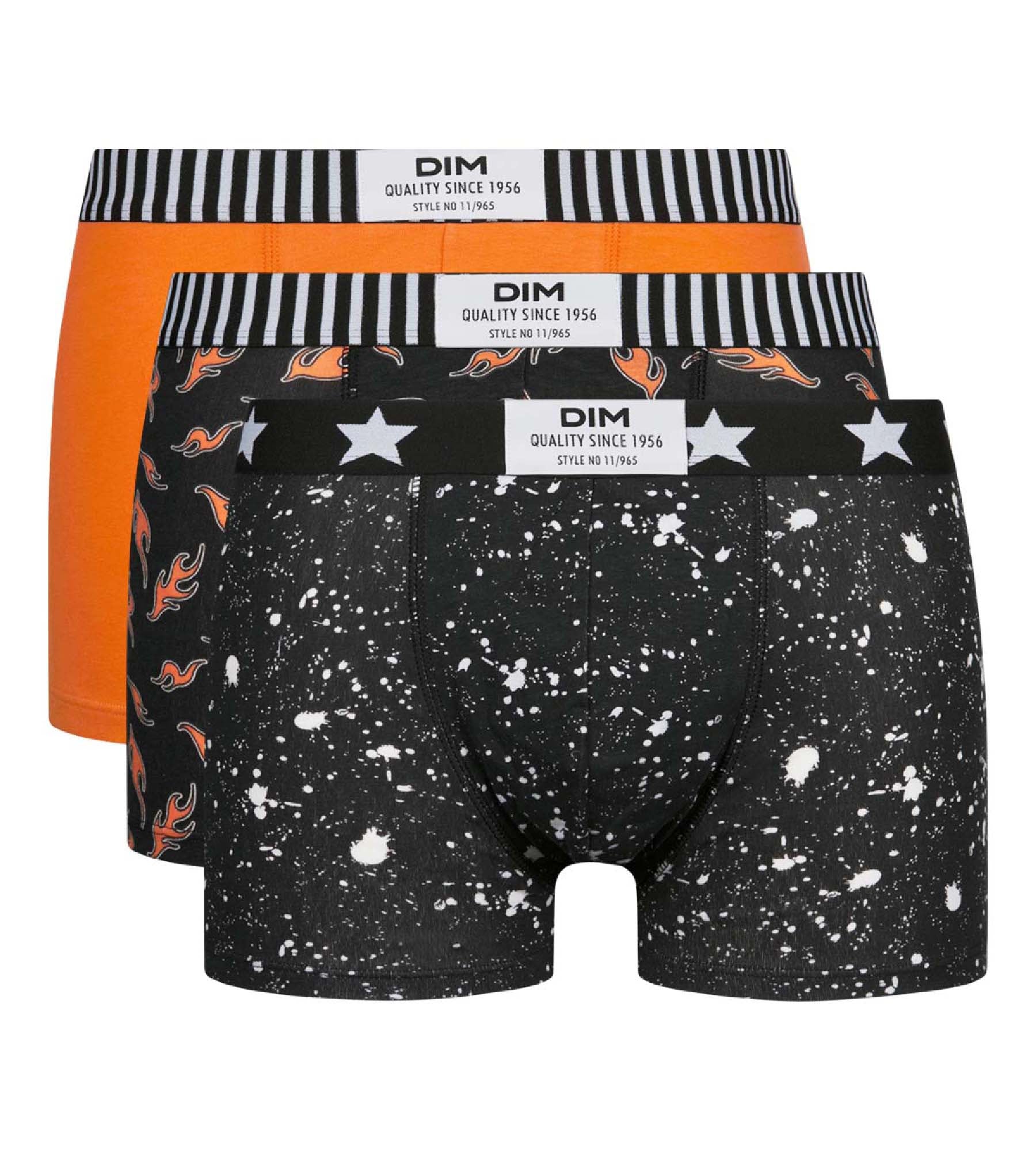 DIM Pack de 3 bóxer de hombre algodón elástico con estampado mármol y llamas Dim Vibes