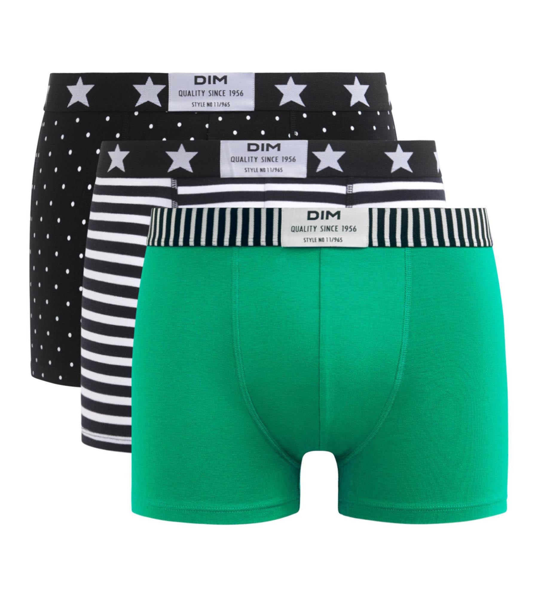DIM Pack de 3 bóxers de hombre de algodón elástico con estampado de lunares y rayas Dim Vibes