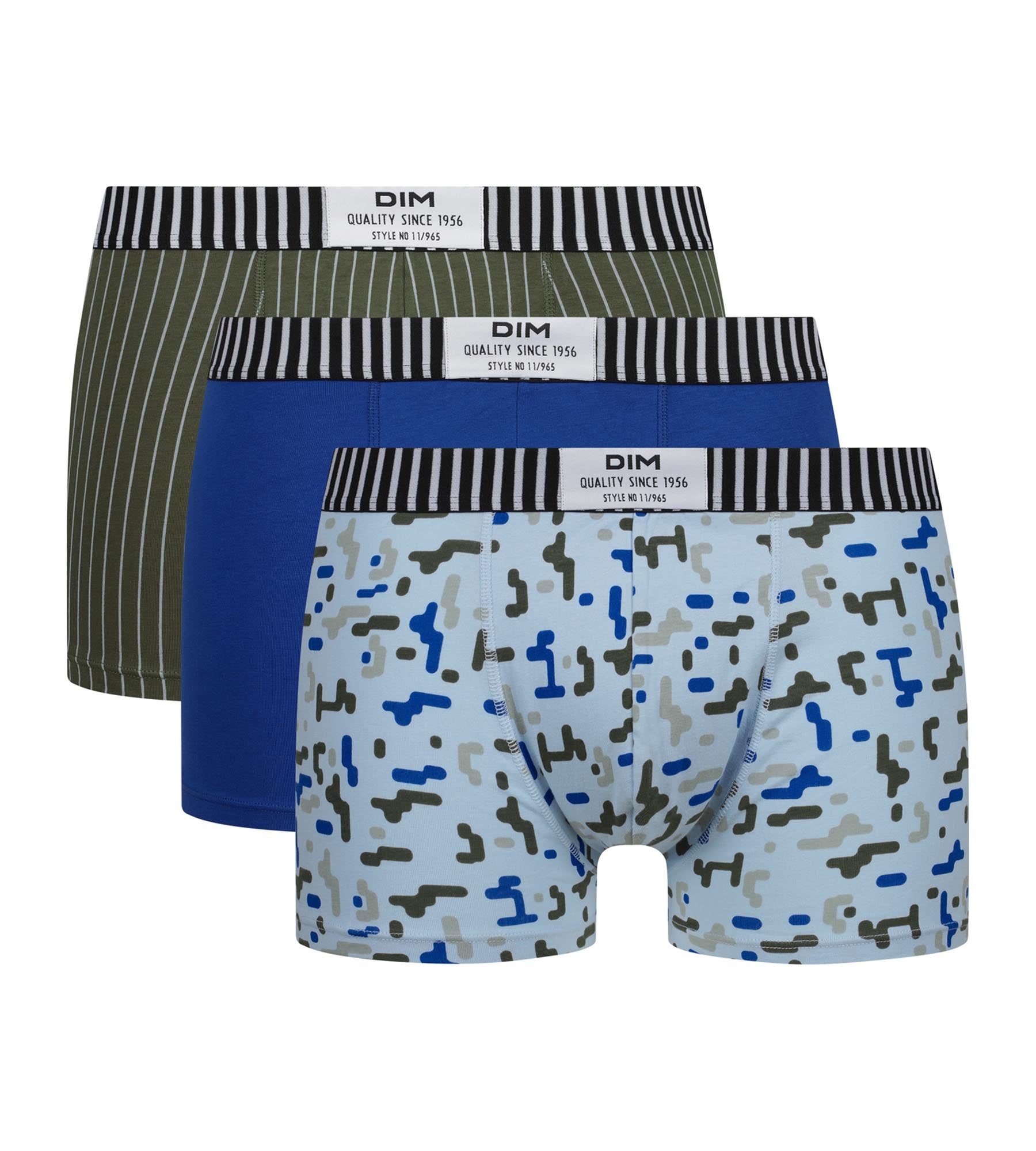 DIM Pack de 3 calzoncillos bóxer para hombre Dim Vibes Negro Azul Caqui