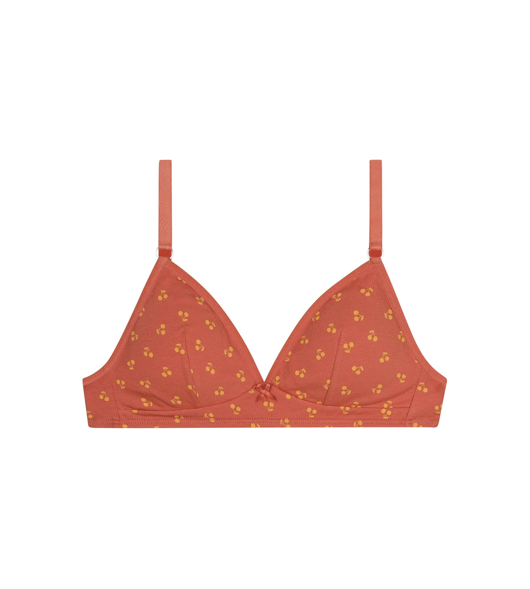 DIM Sujetador triangular de niña con estampado de cerezas Amarillo Les Pockets